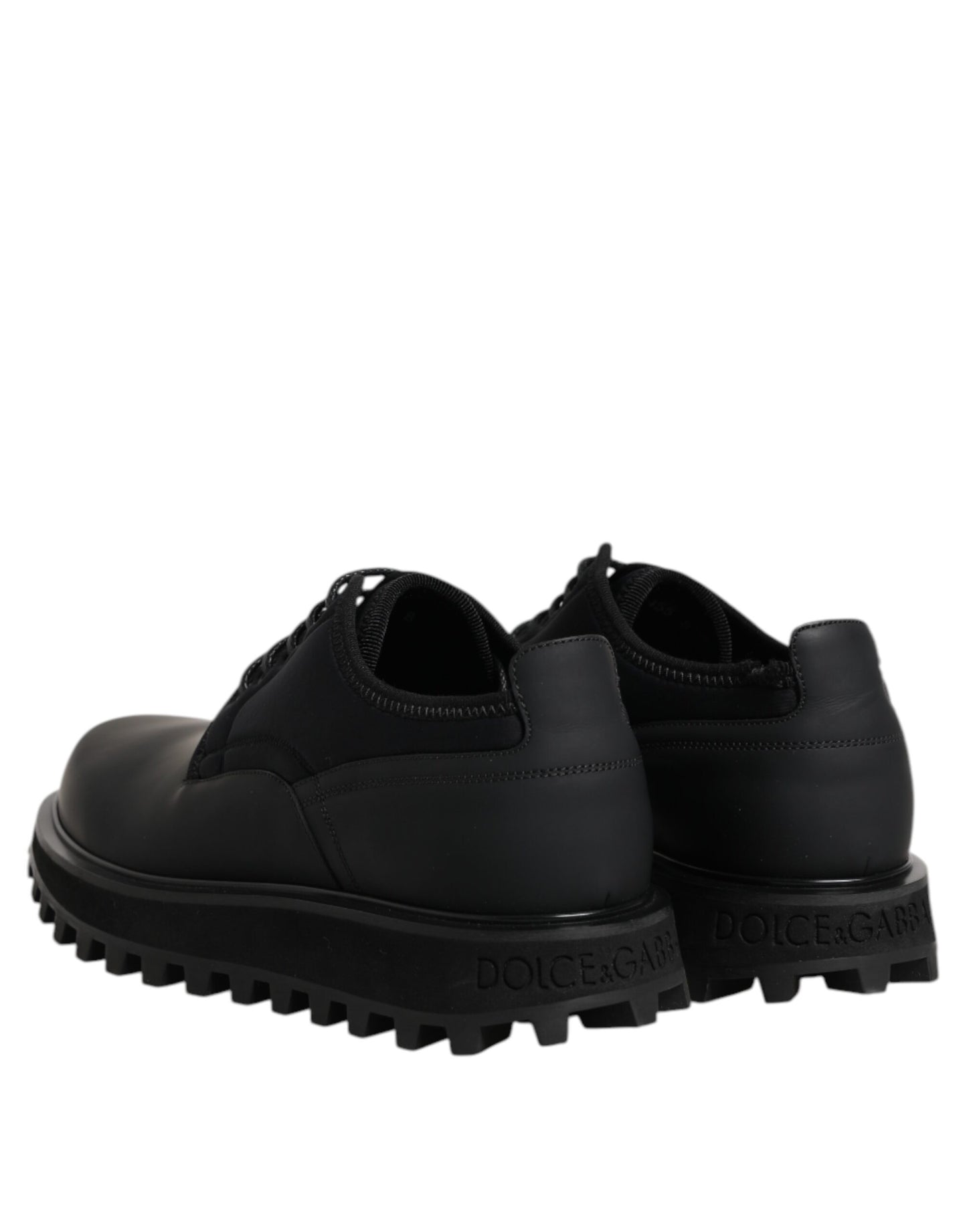 Zapatos de vestir de trekking de cuero negro con cordones