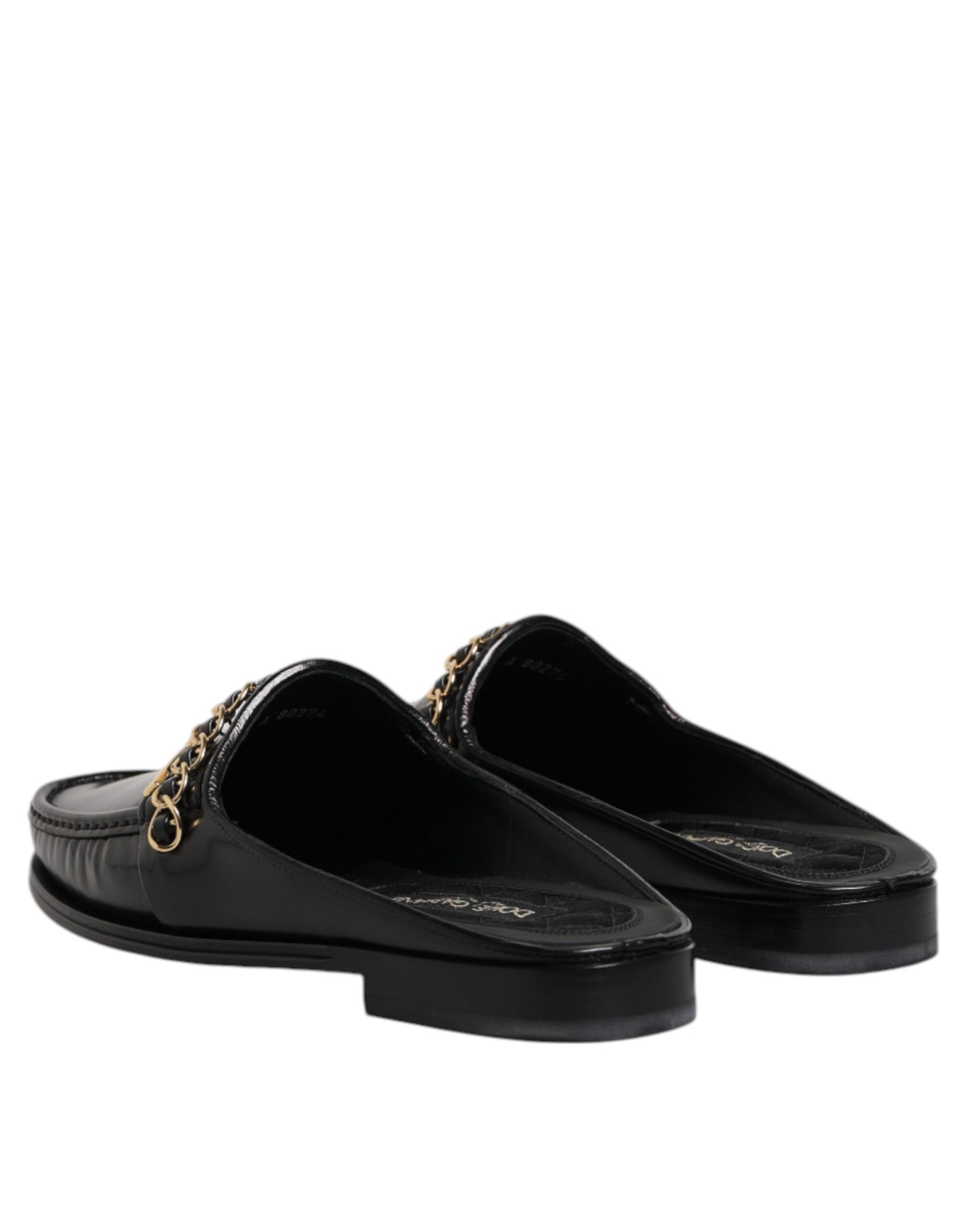 Sandalias de cuero negro con cadena DG