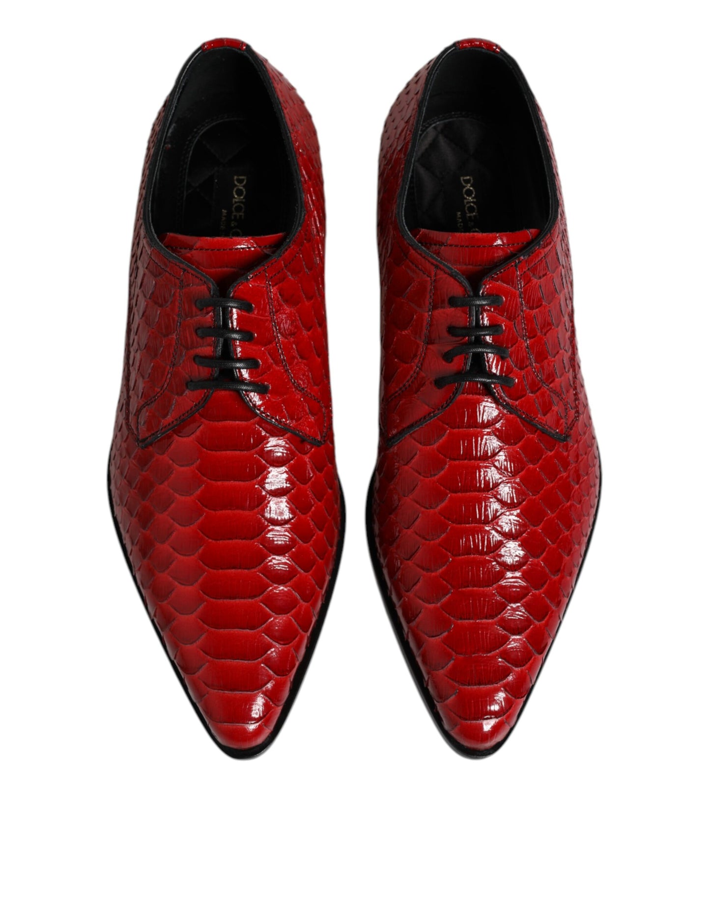 Zapatos Derby de vestir con cordones de cuero exótico rojo
