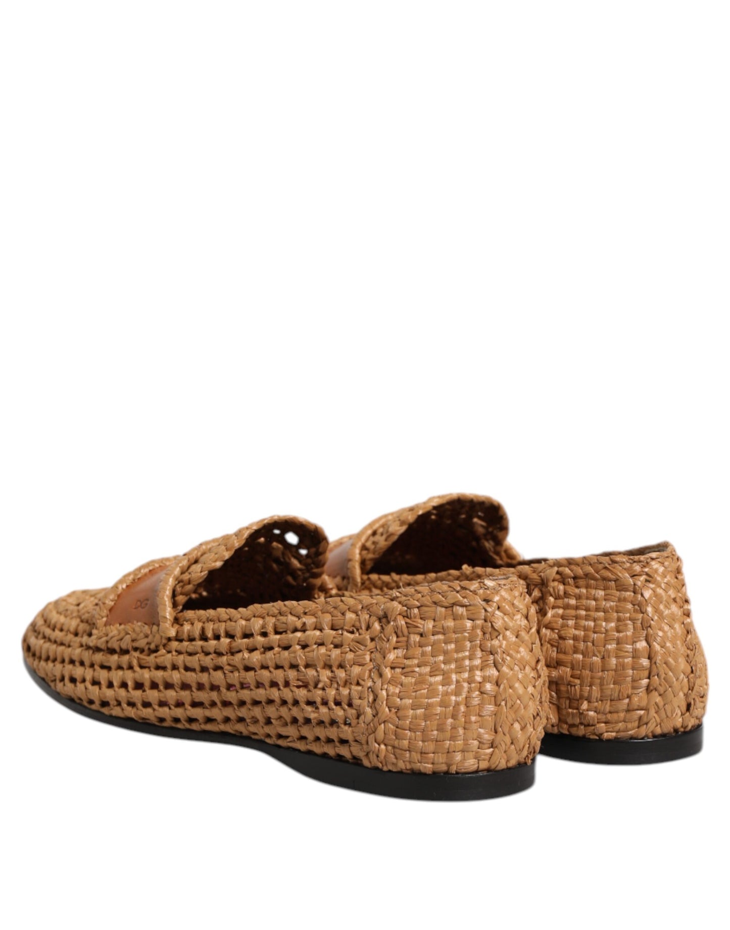 Mocasines sin cordones de rafia tejida marrón