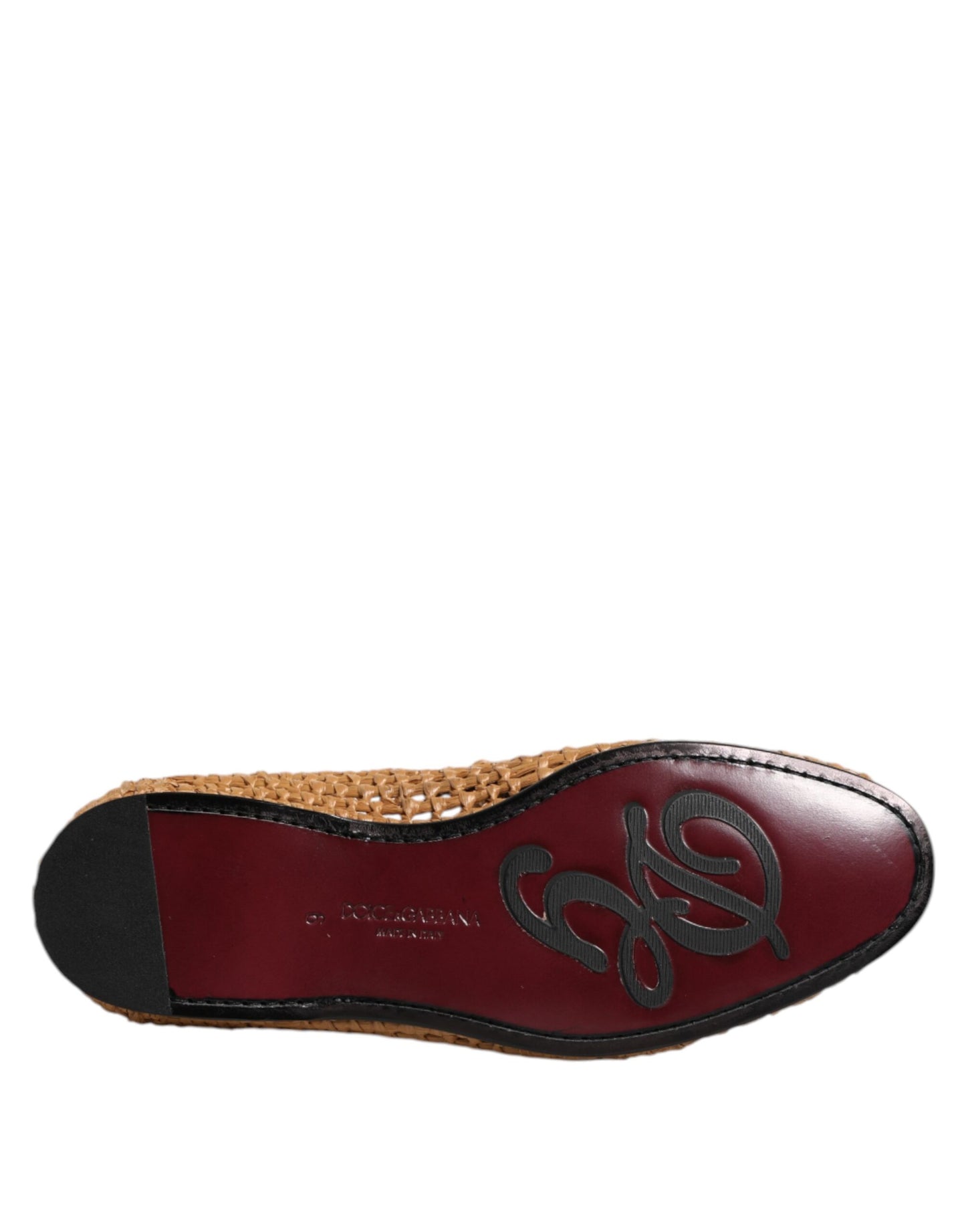 Mocasines sin cordones de rafia tejida marrón