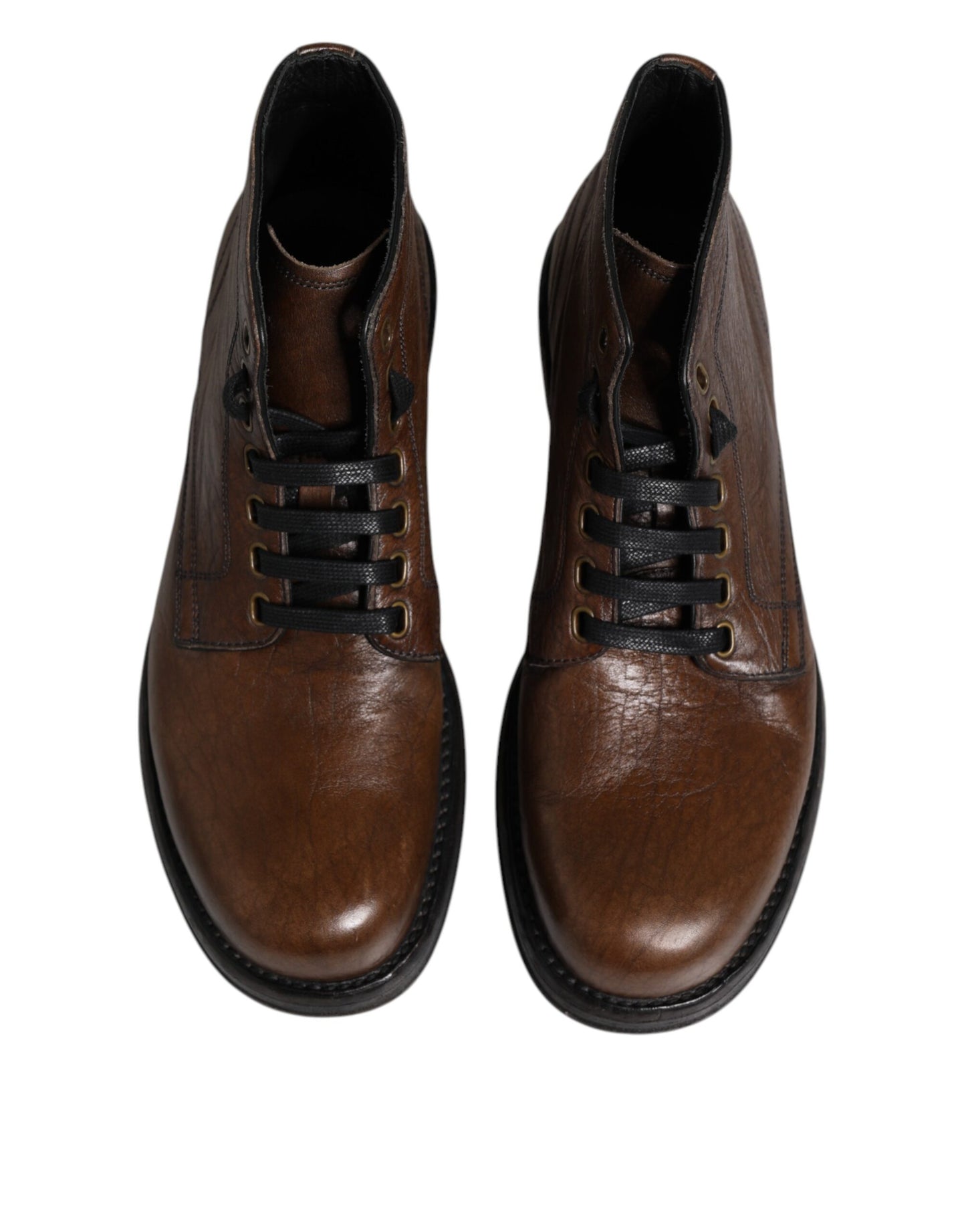 Botines de cuero marrón con cordones para hombre