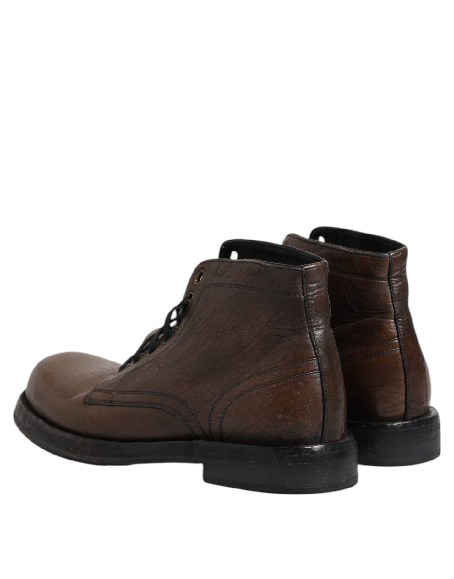 Botines de cuero marrón con cordones para hombre