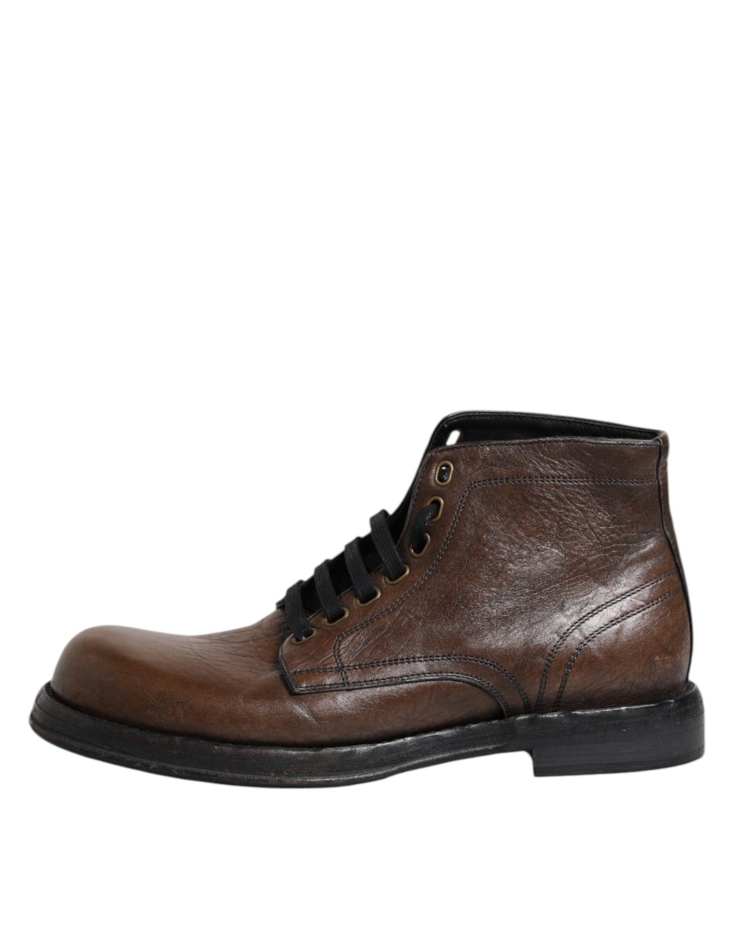Botines de cuero marrón con cordones para hombre