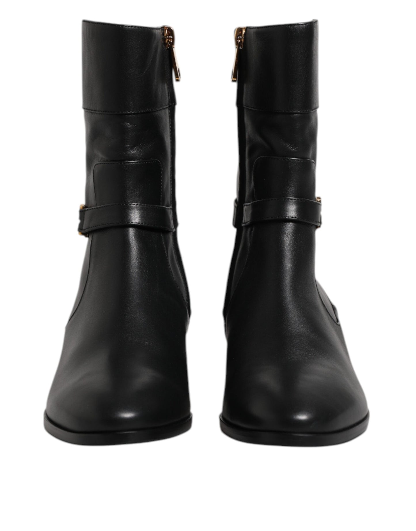 Botas cortas negras de cuero con logo