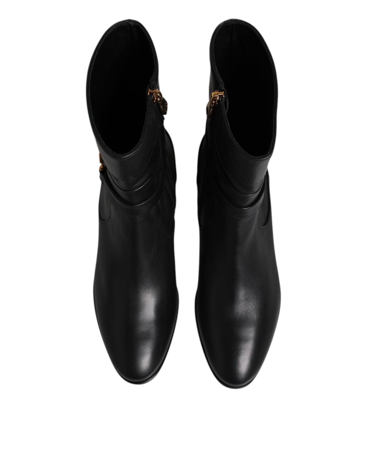 Botas cortas negras de cuero con logo