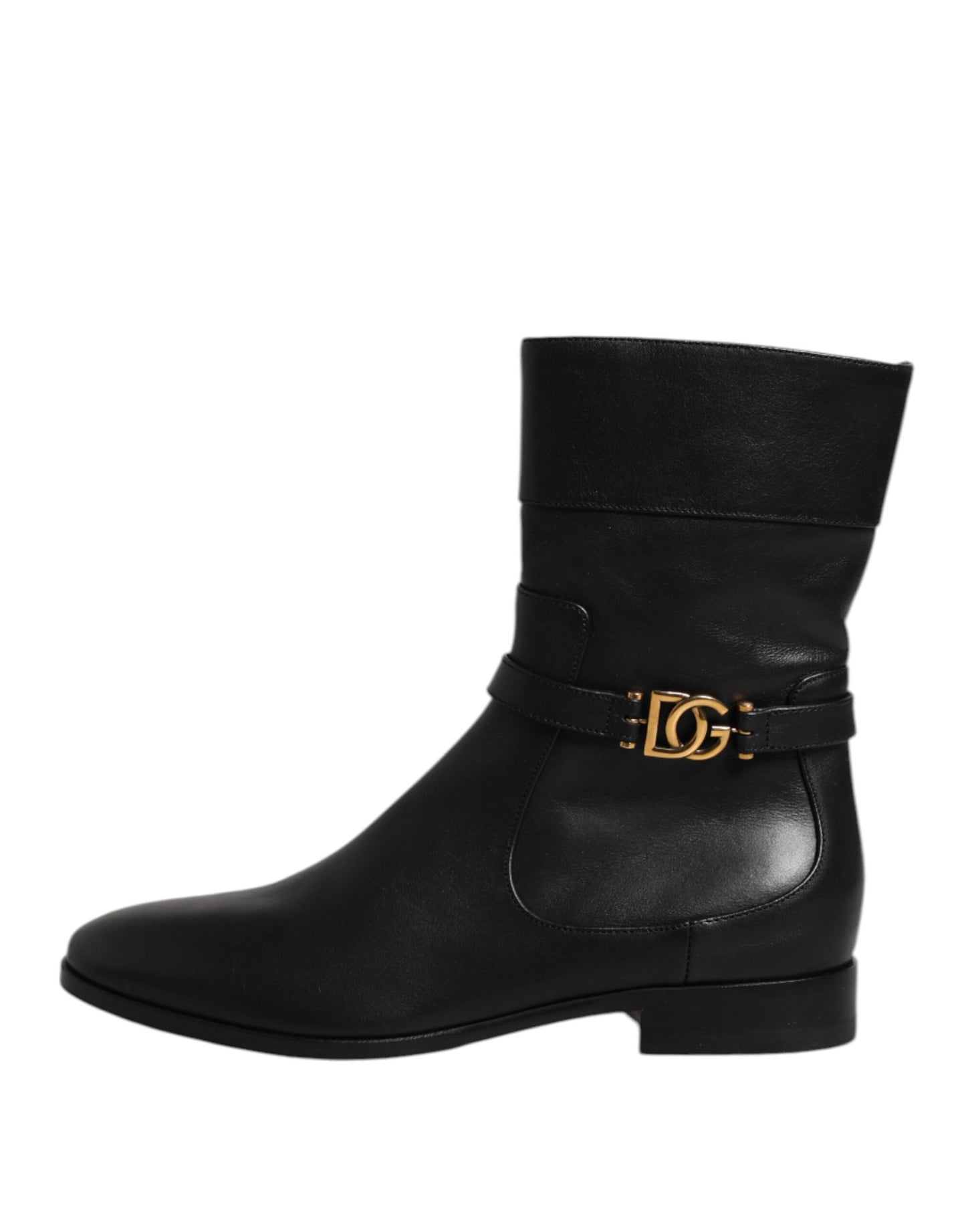 Botas cortas negras de cuero con logo
