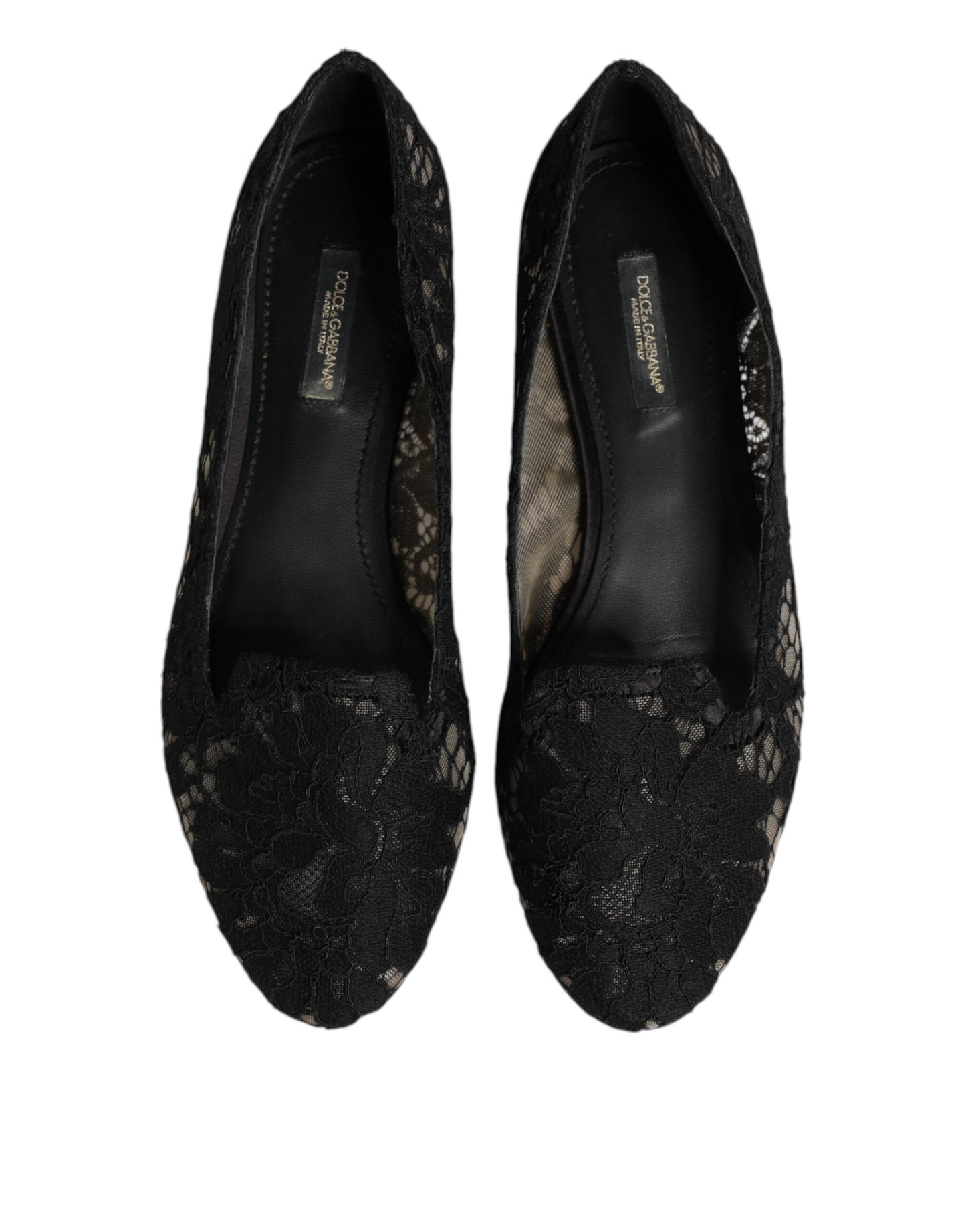 Zapatos planos negros Taormina con encaje y sin cordones