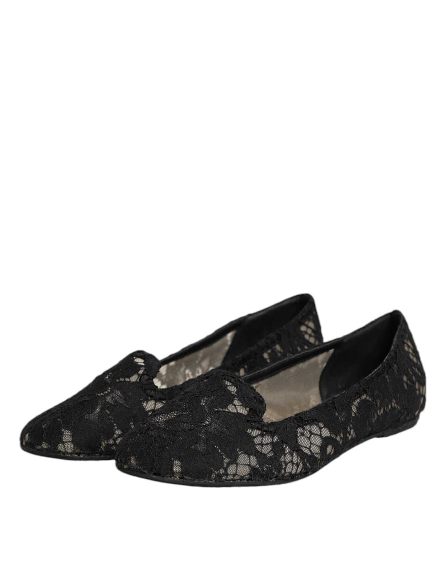 Zapatos planos negros Taormina con encaje y sin cordones