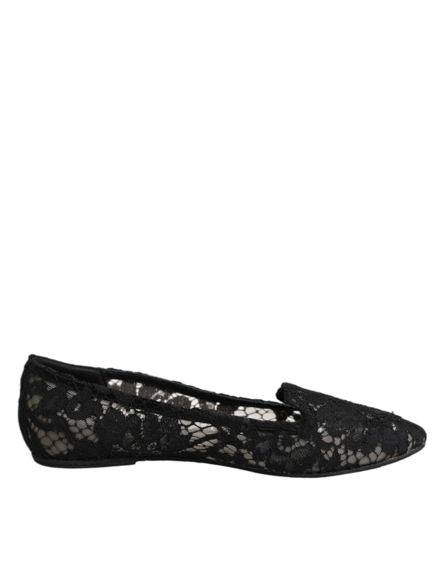 Zapatos planos negros Taormina con encaje y sin cordones