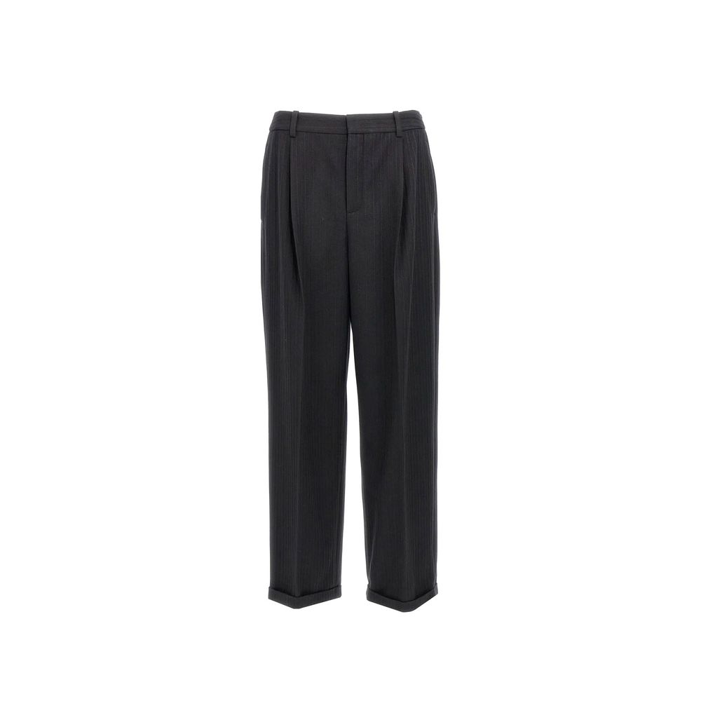 Pantalones de rayas de franela de cachemira y lana de los años 90