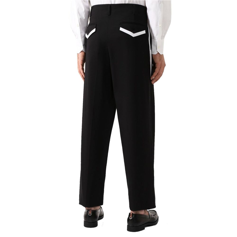 Pantalon plissé à rayures latérales