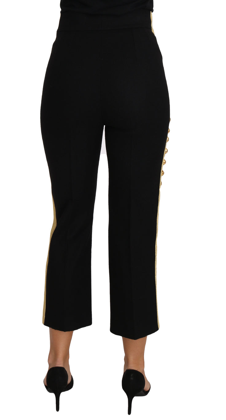 Pantalón de vestir negro dorado con adornos militares