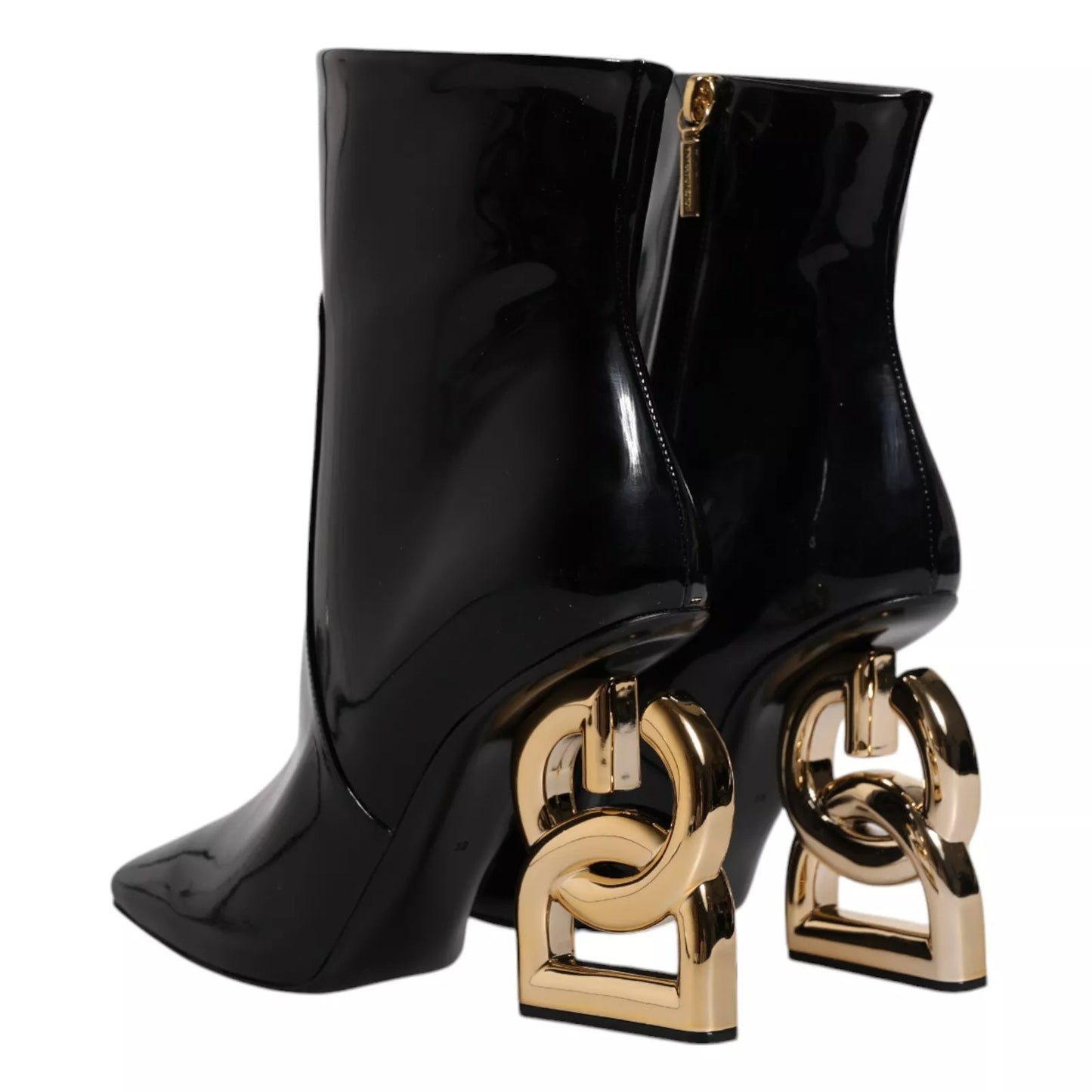 Botas de media pantorrilla de cuero Black Jackie