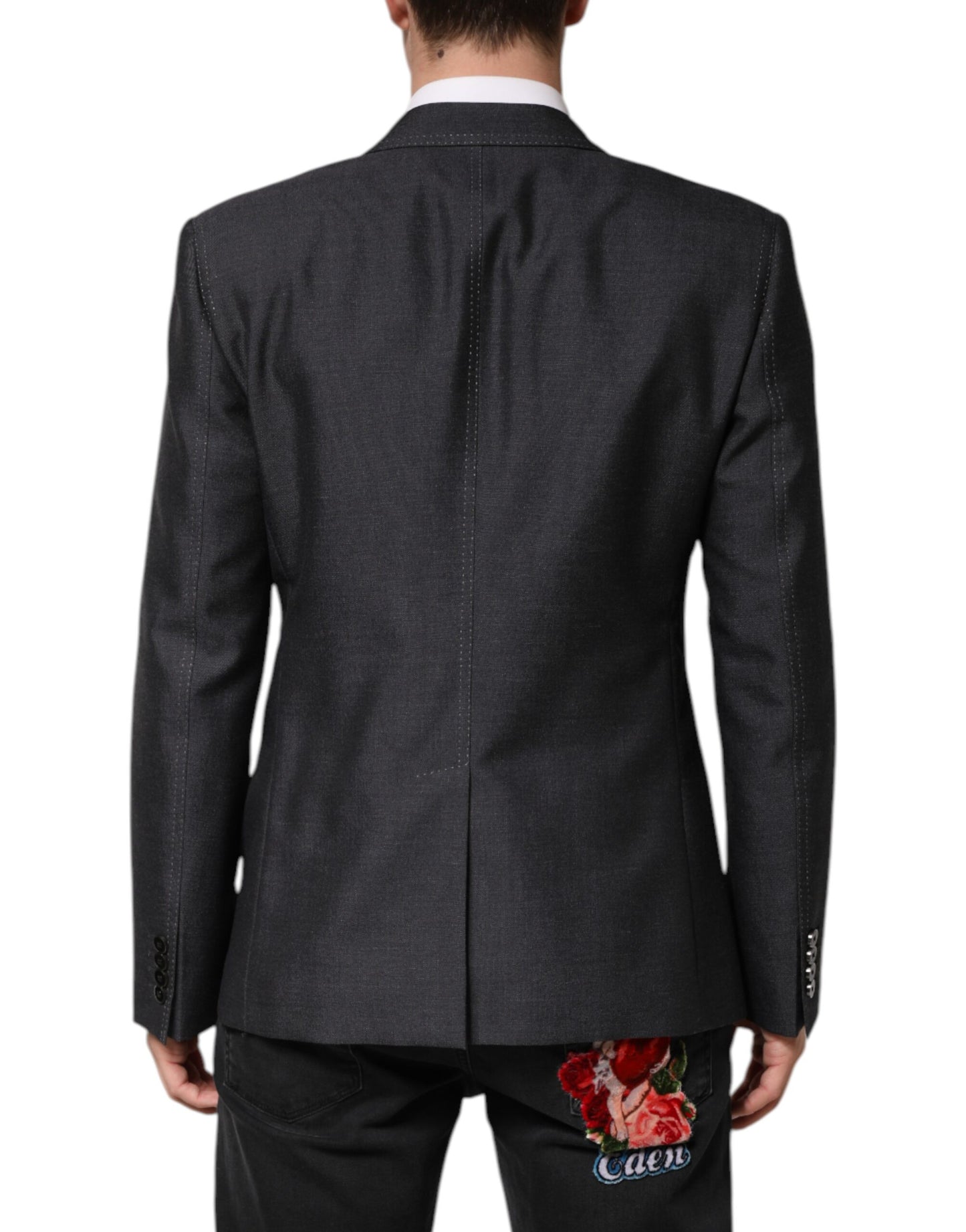 Abrigo tipo blazer SICILIA con bordado de abeja en gris oscuro