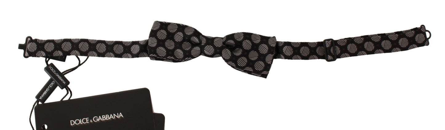 Pajarita Papillon de seda marrón con lunares en jacquard para hombre