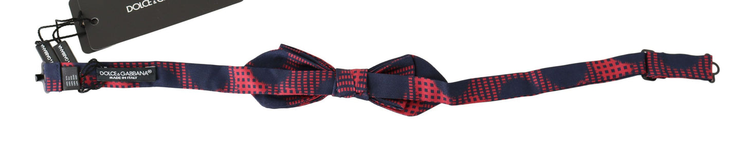 Pajarita ajustable para hombre de seda 100 % a cuadros rojos