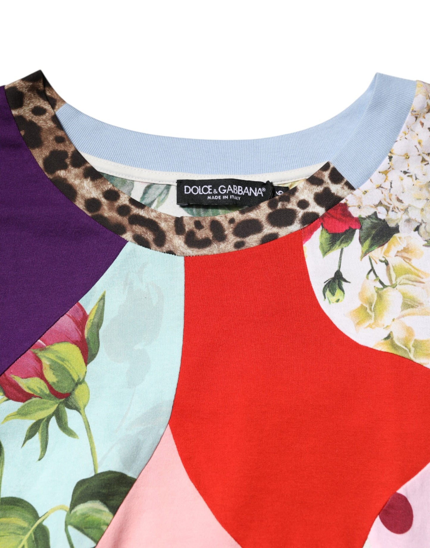 Blusa de seda y algodón con patchwork multicolor
