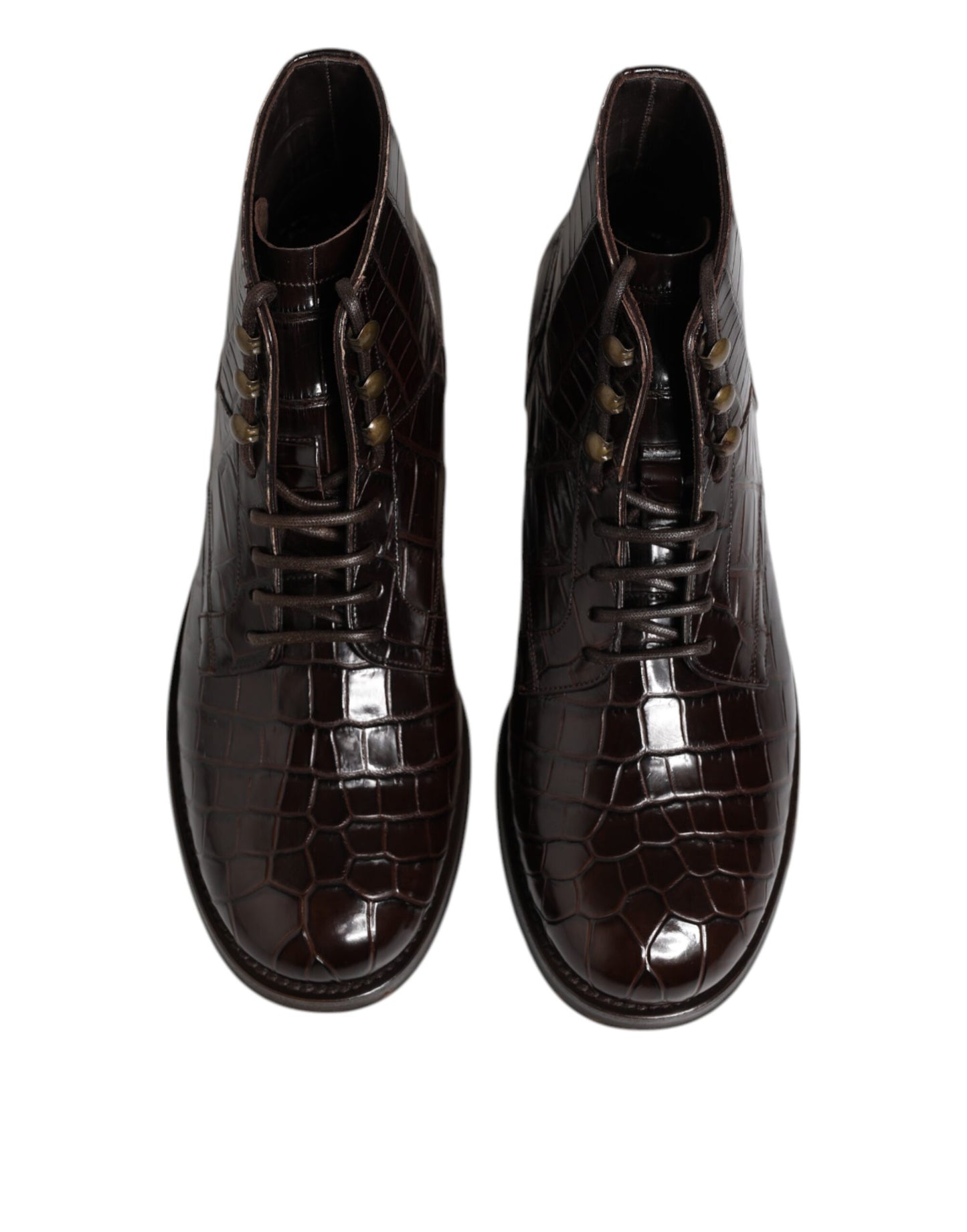 Botas cortas con cordones de cuero marrón oscuro