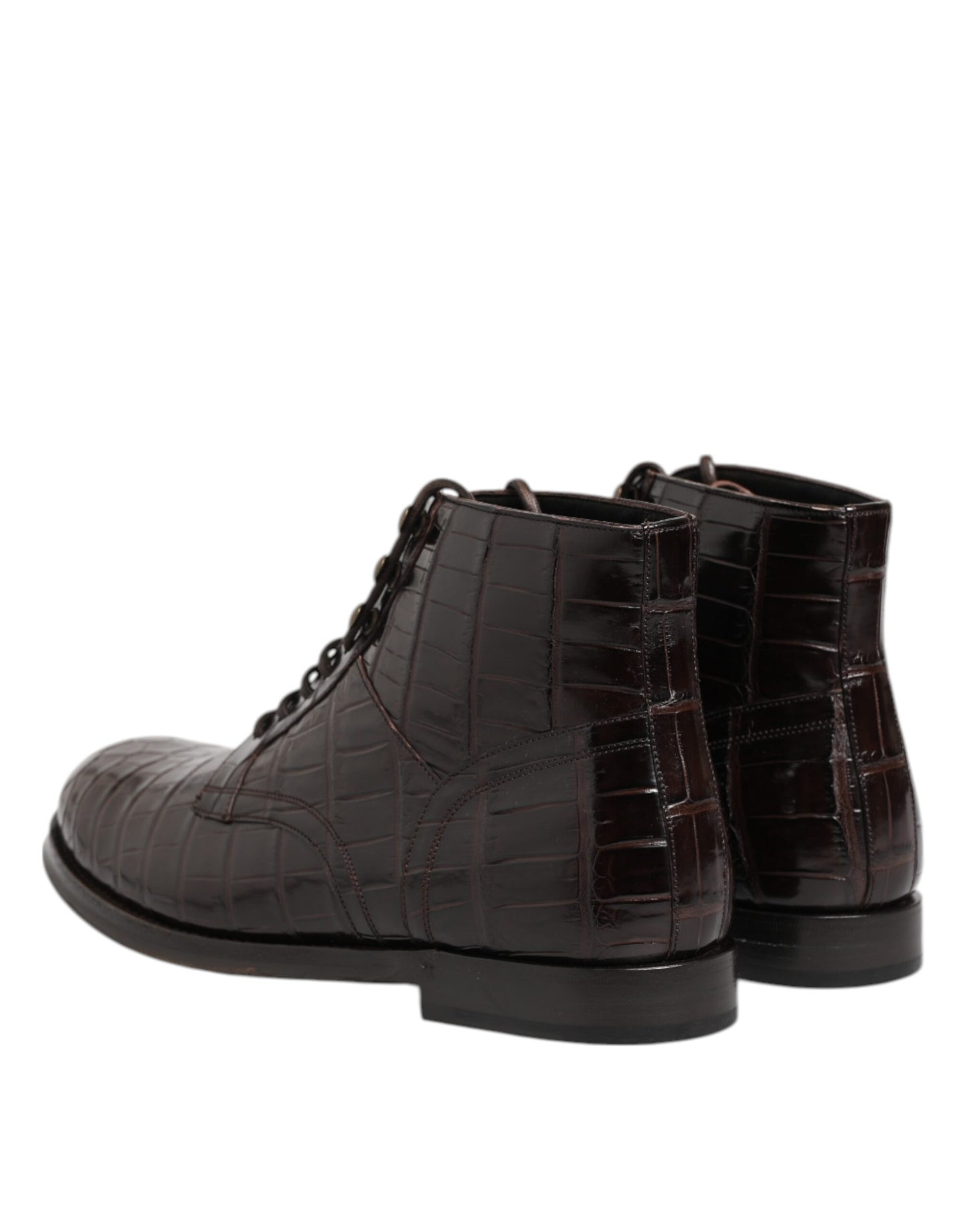 Botas cortas con cordones de cuero marrón oscuro