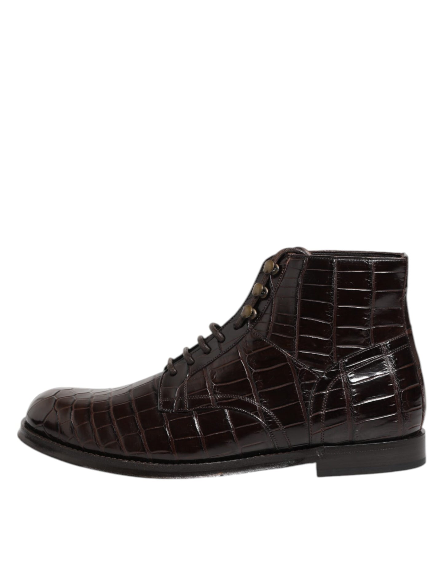 Botas cortas con cordones de cuero marrón oscuro