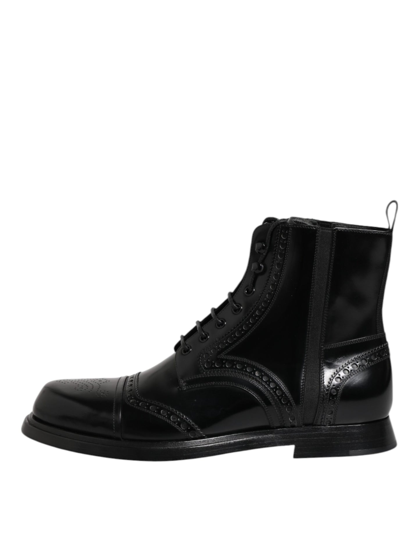 Botas de media pantorrilla con cordones de cuero negro