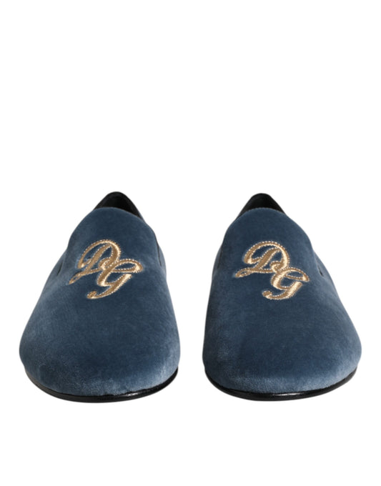 Mocasines formales con logotipo DG de terciopelo azul
