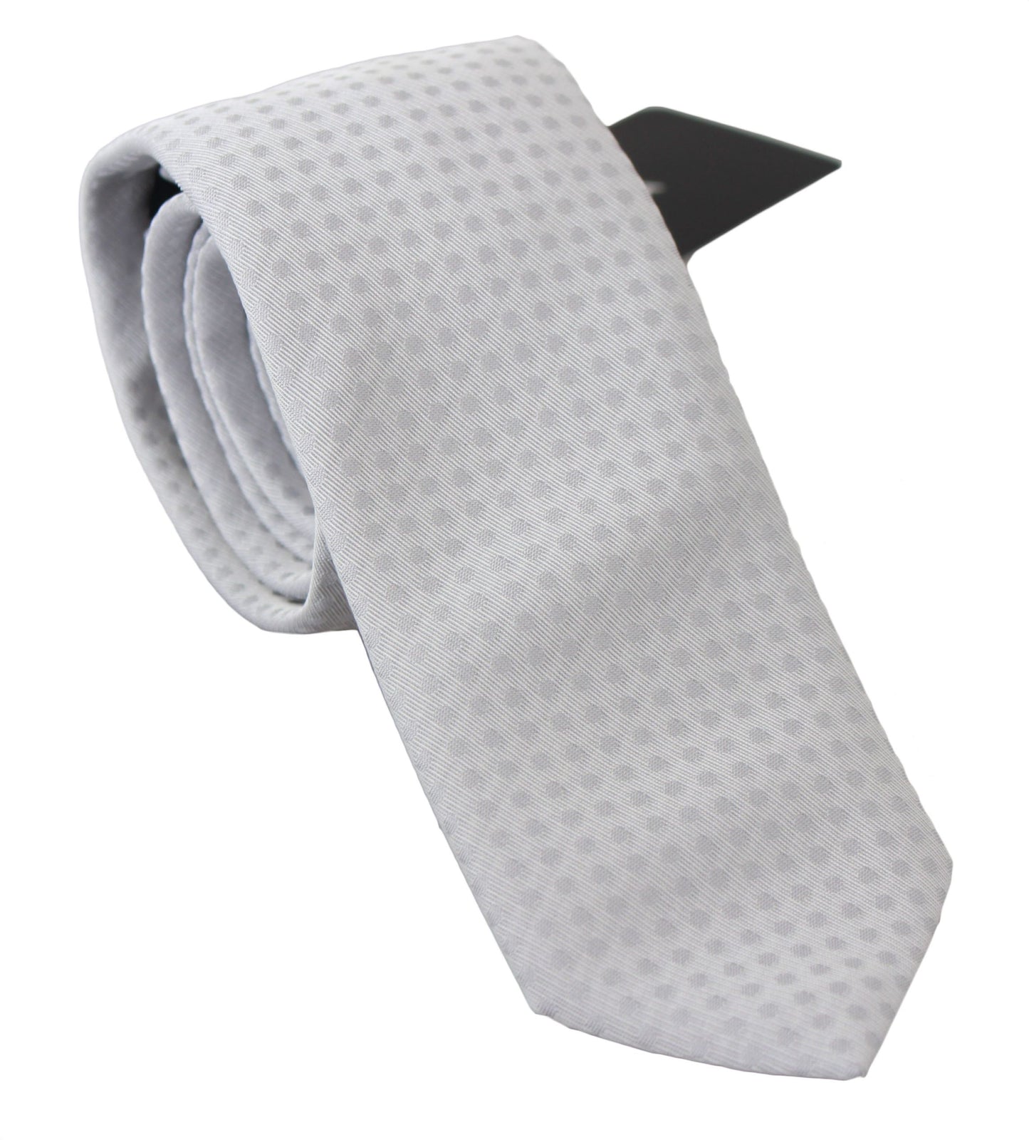 Corbata fina clásica con estampado blanco para hombre