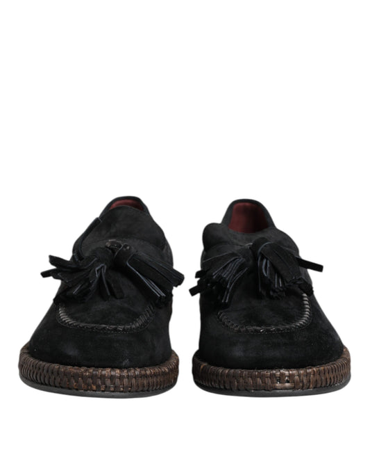 Mocasines de ante negro con borlas