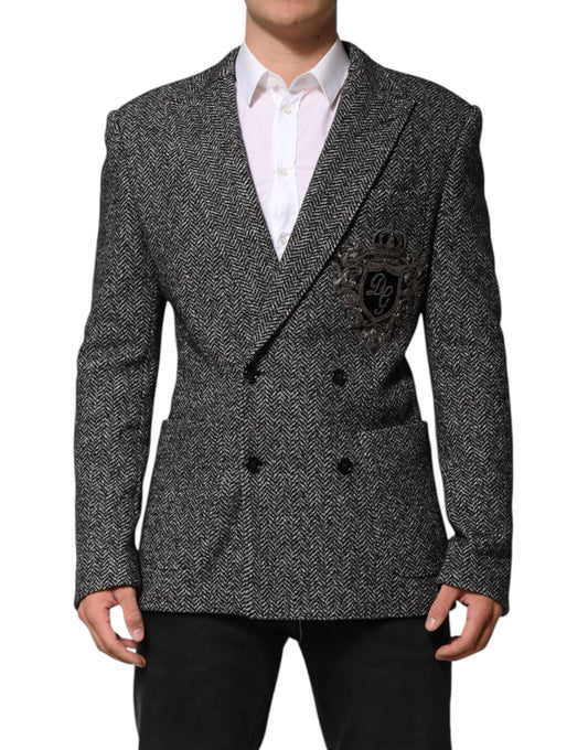 Blazer croisé noir et blanc pour homme
