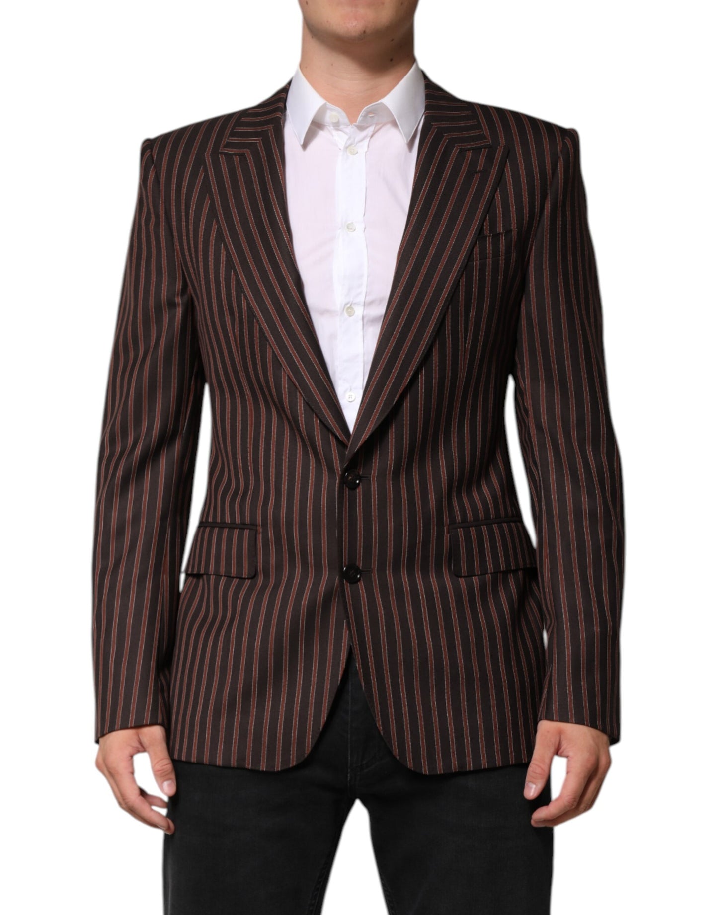 Blazer de botonadura sencilla con rayas marrones y negras
