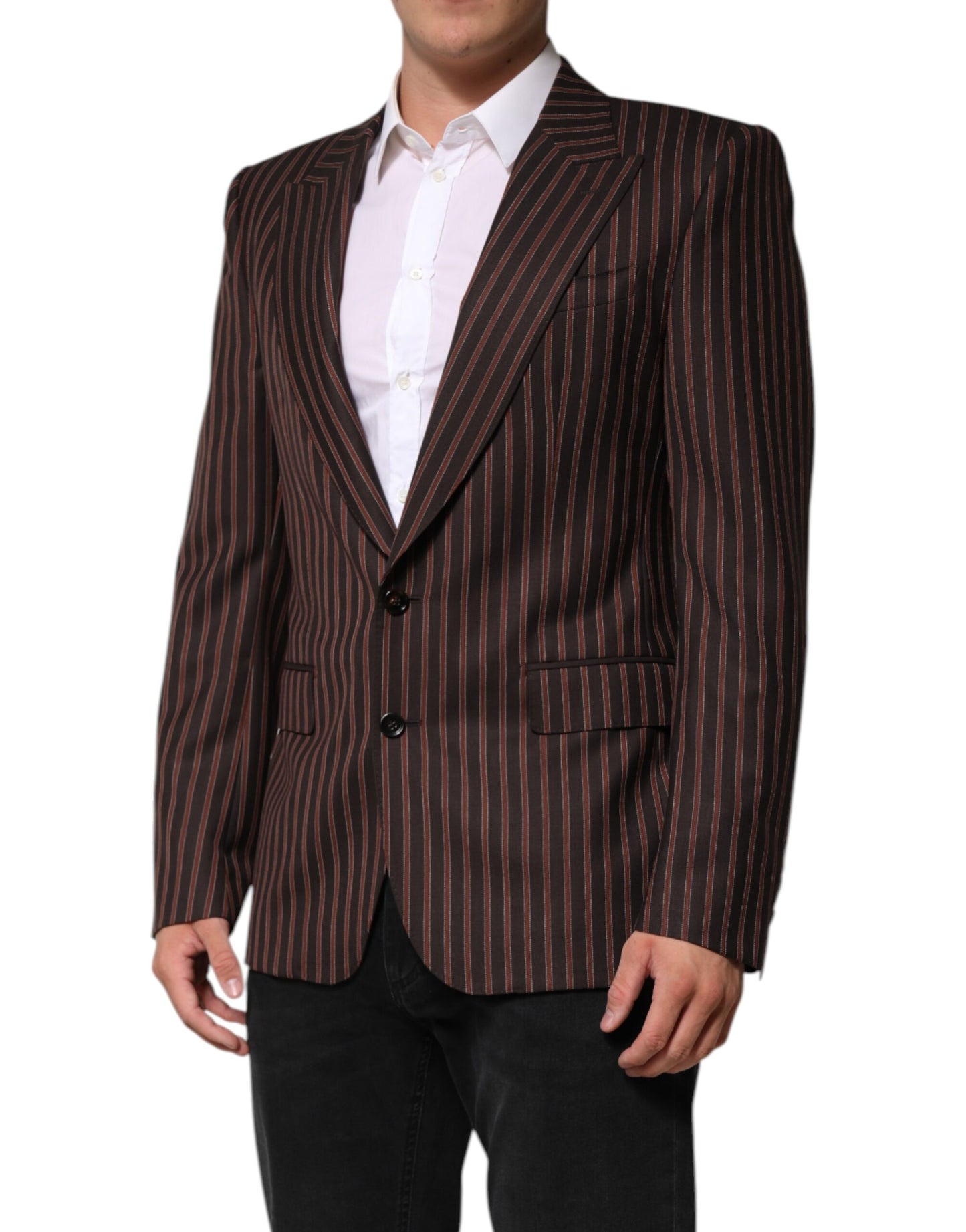Blazer de botonadura sencilla con rayas marrones y negras