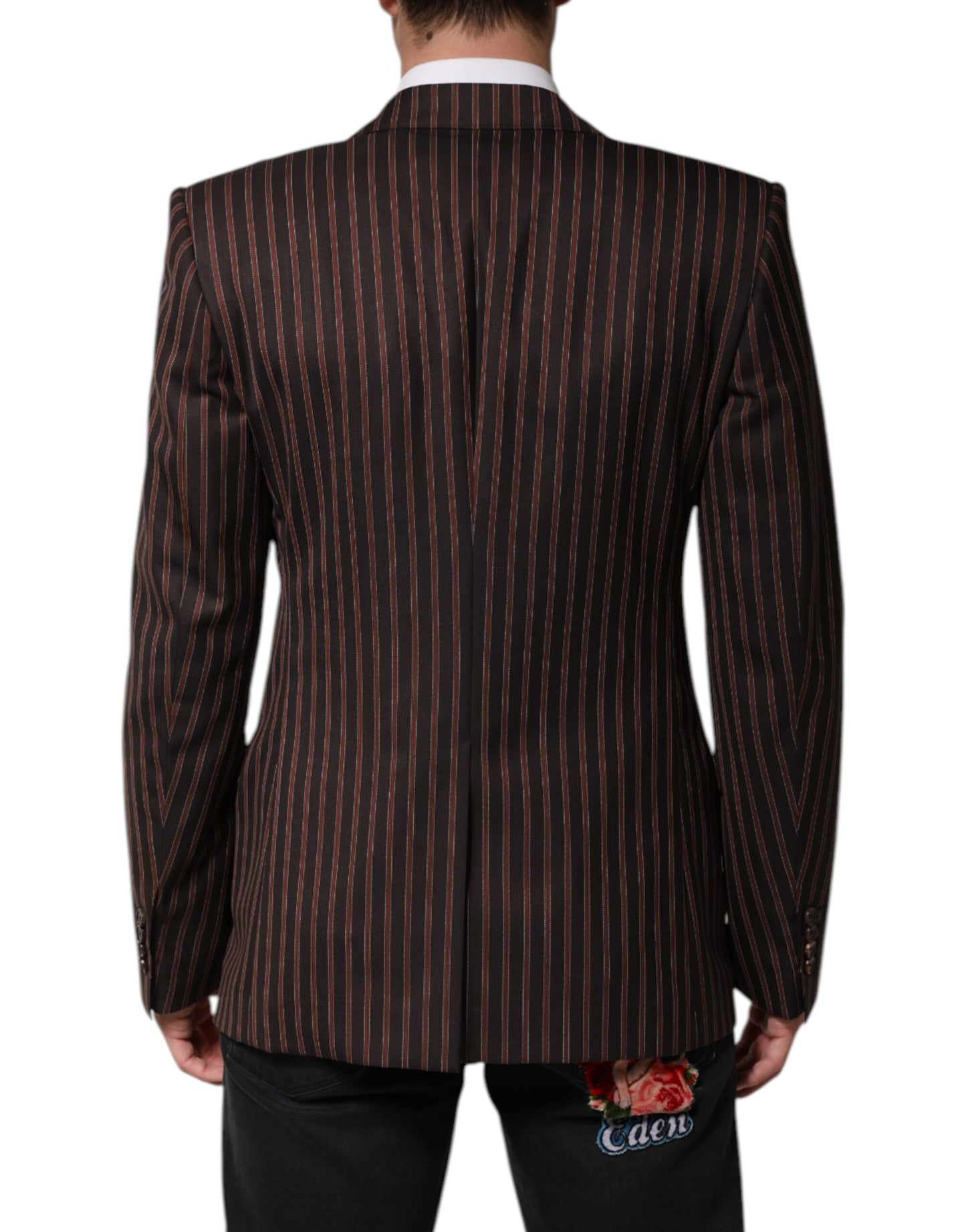Blazer de botonadura sencilla con rayas marrones y negras