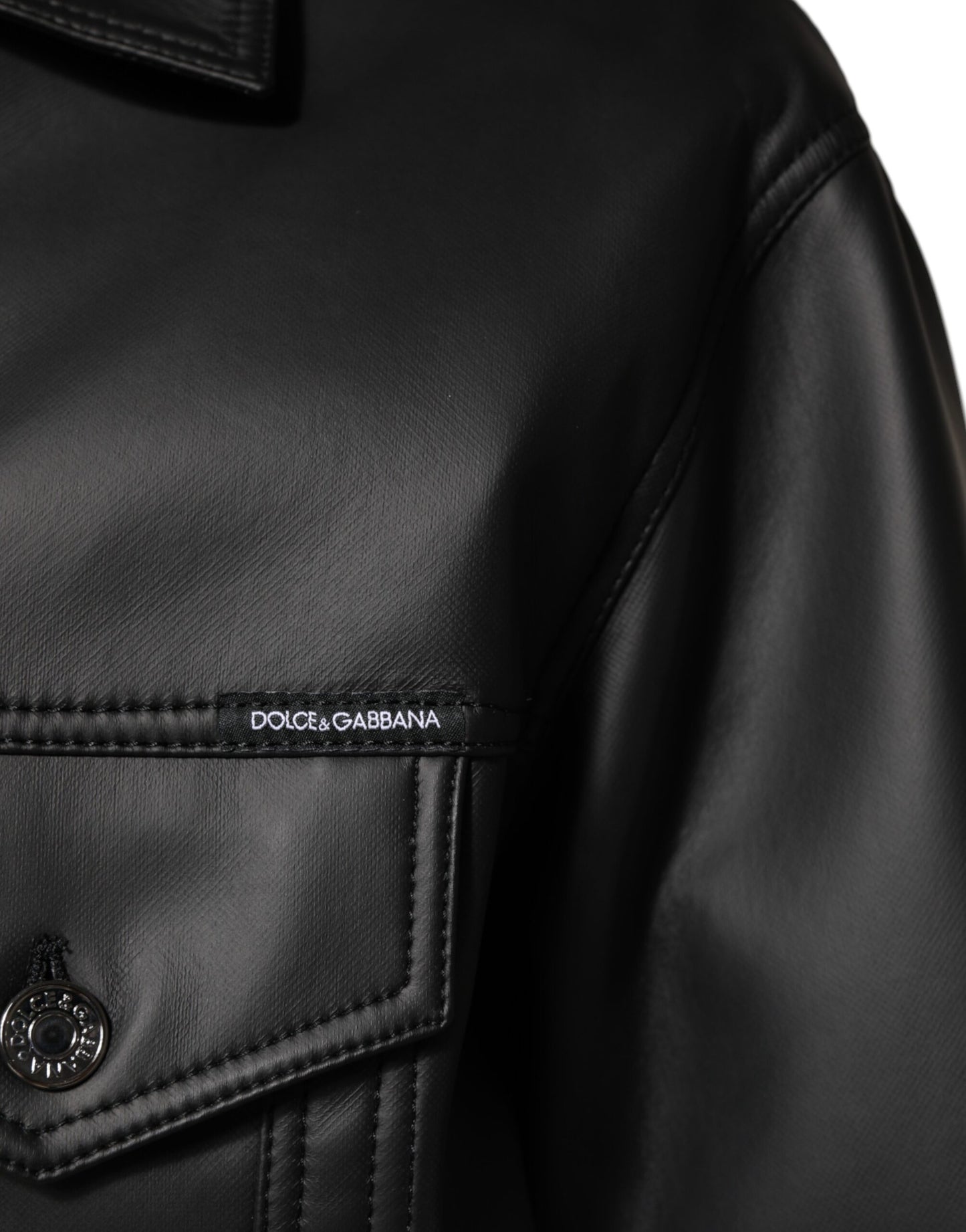 Chaqueta de motociclista con botones de poliéster negro