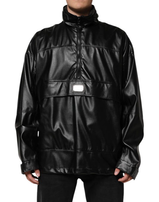 Blouson aviateur en polyester noir avec plaque logo