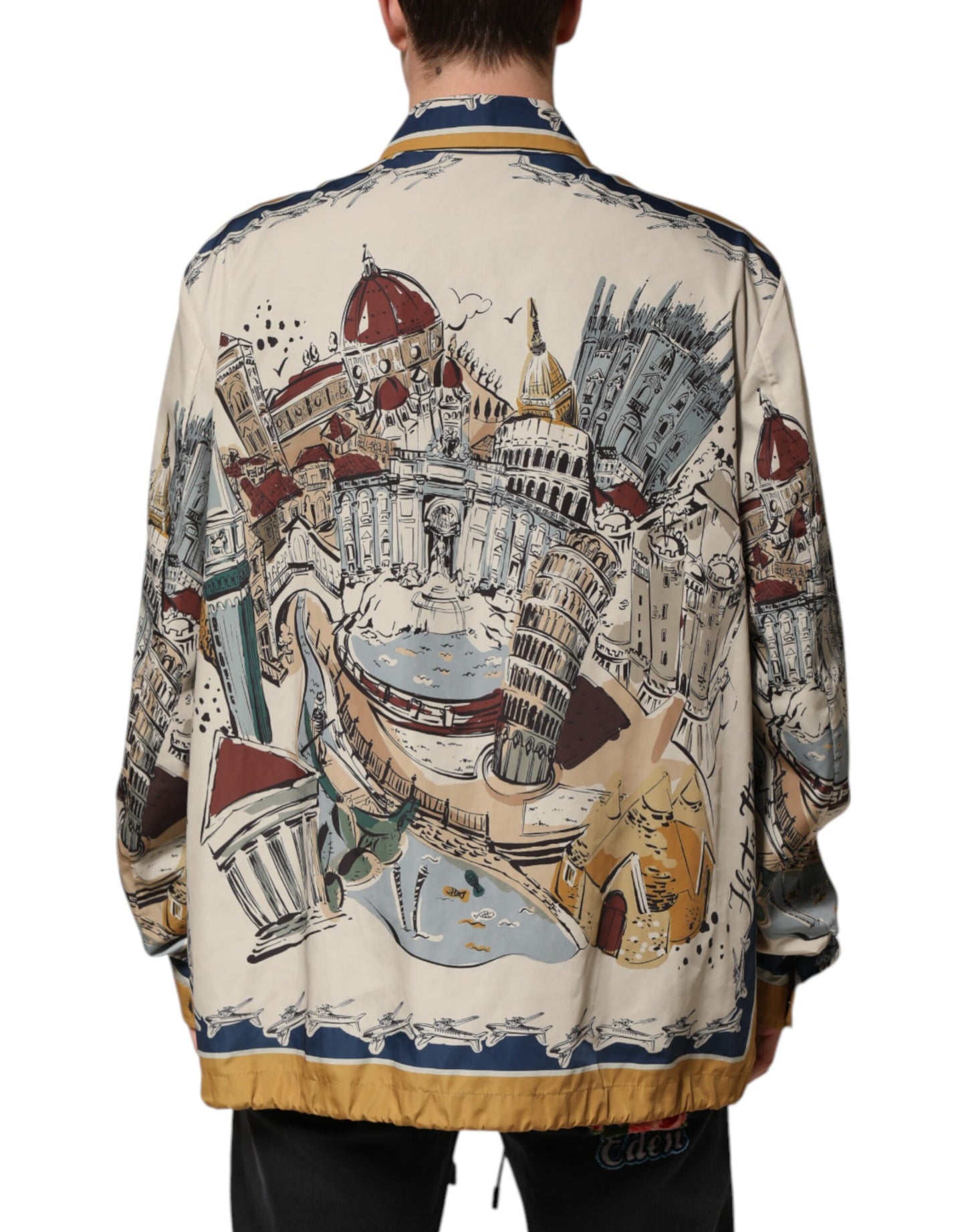 Chaqueta bomber multicolor con motivo italiano para hombre