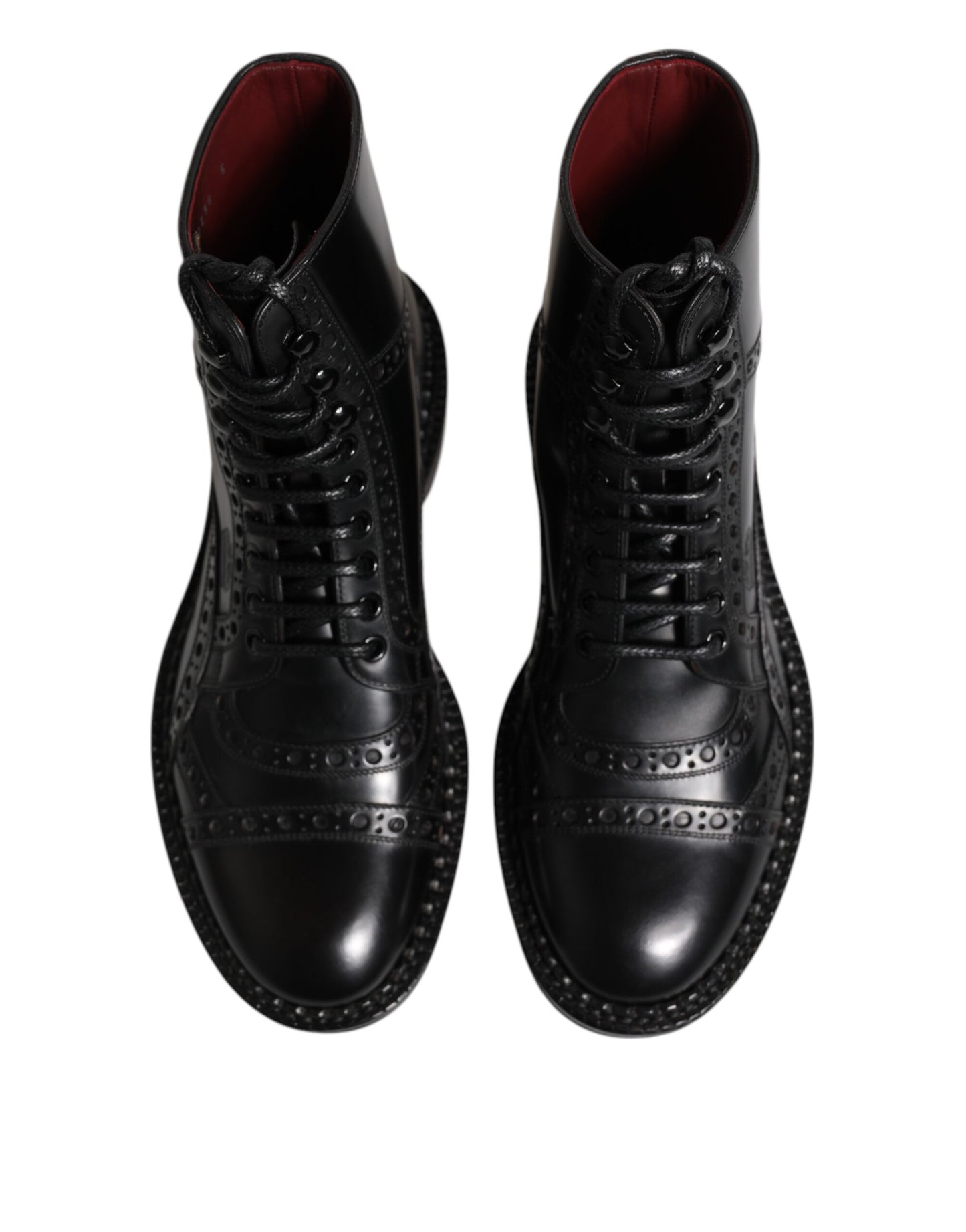Bottes mi-mollet à lacets en cuir noir