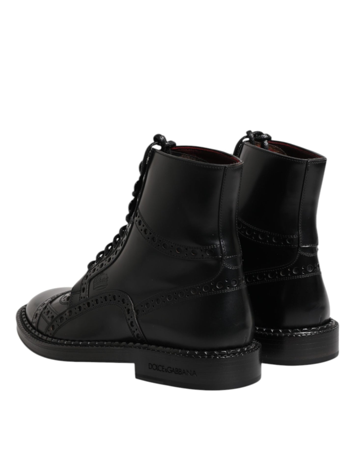 Bottes mi-mollet à lacets en cuir noir