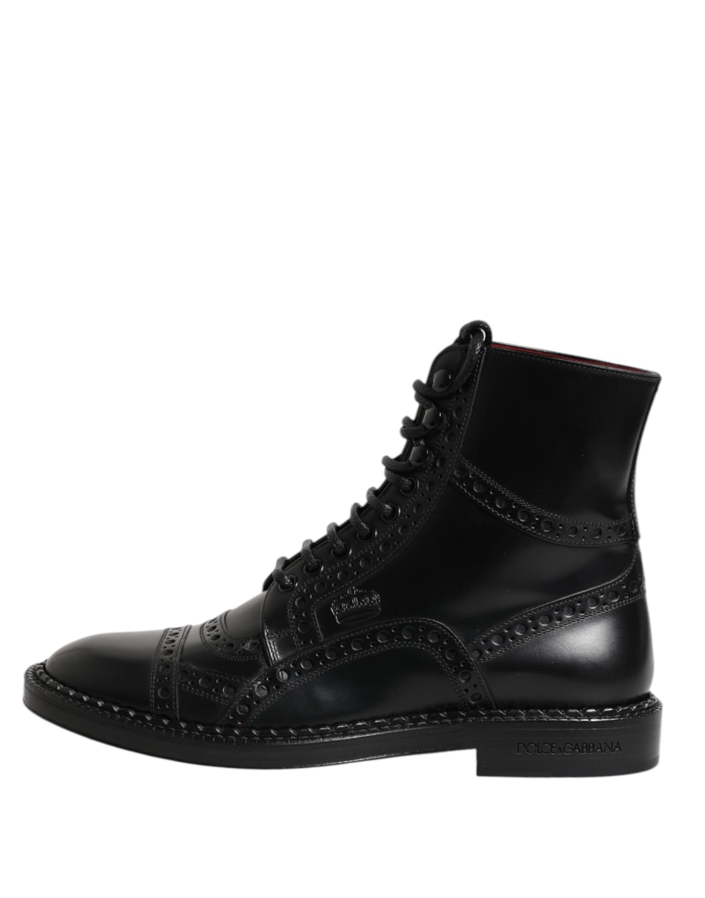 Bottes mi-mollet à lacets en cuir noir