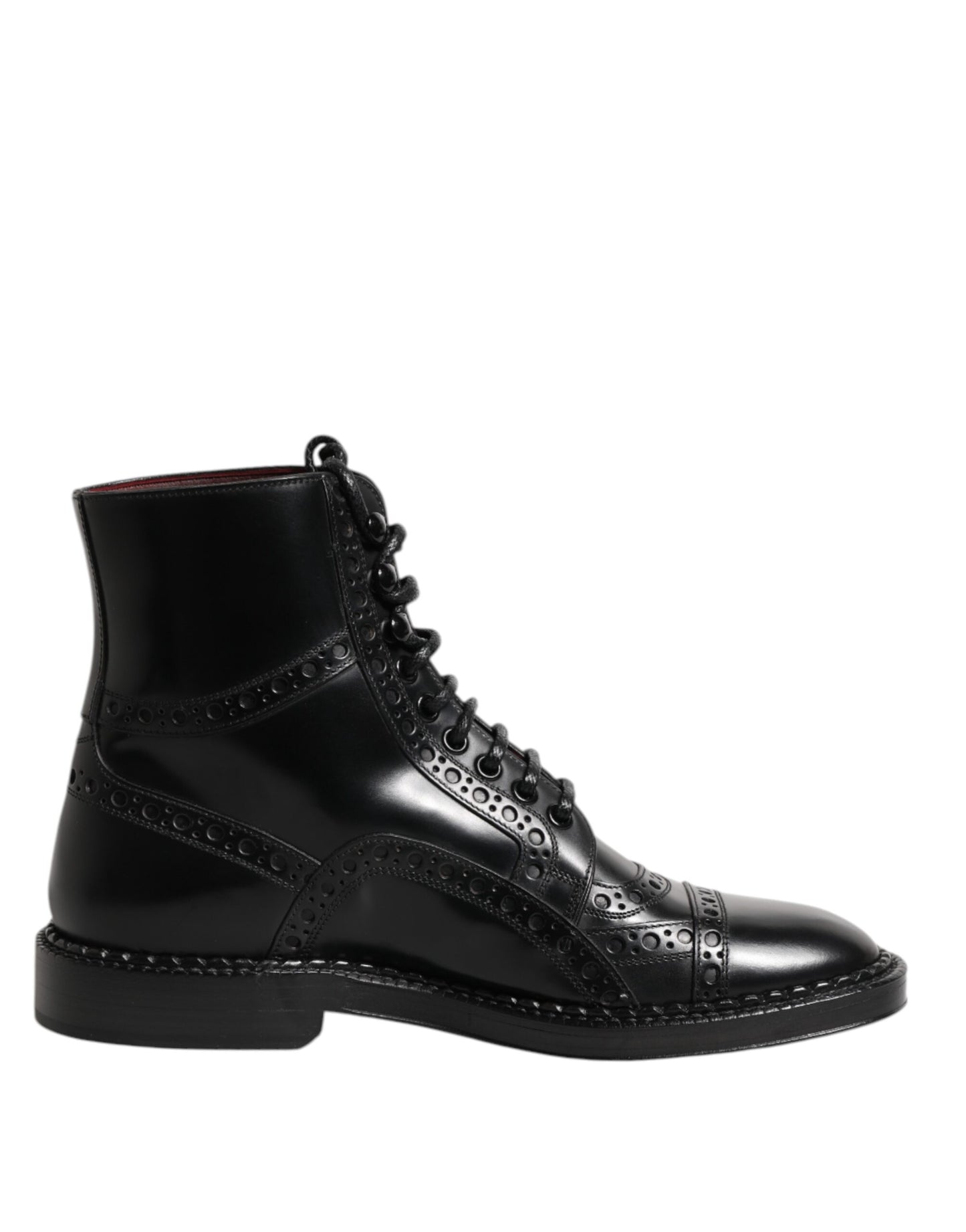Bottes mi-mollet à lacets en cuir noir