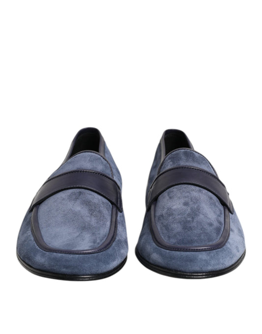 Mocasines de piel de ante azul