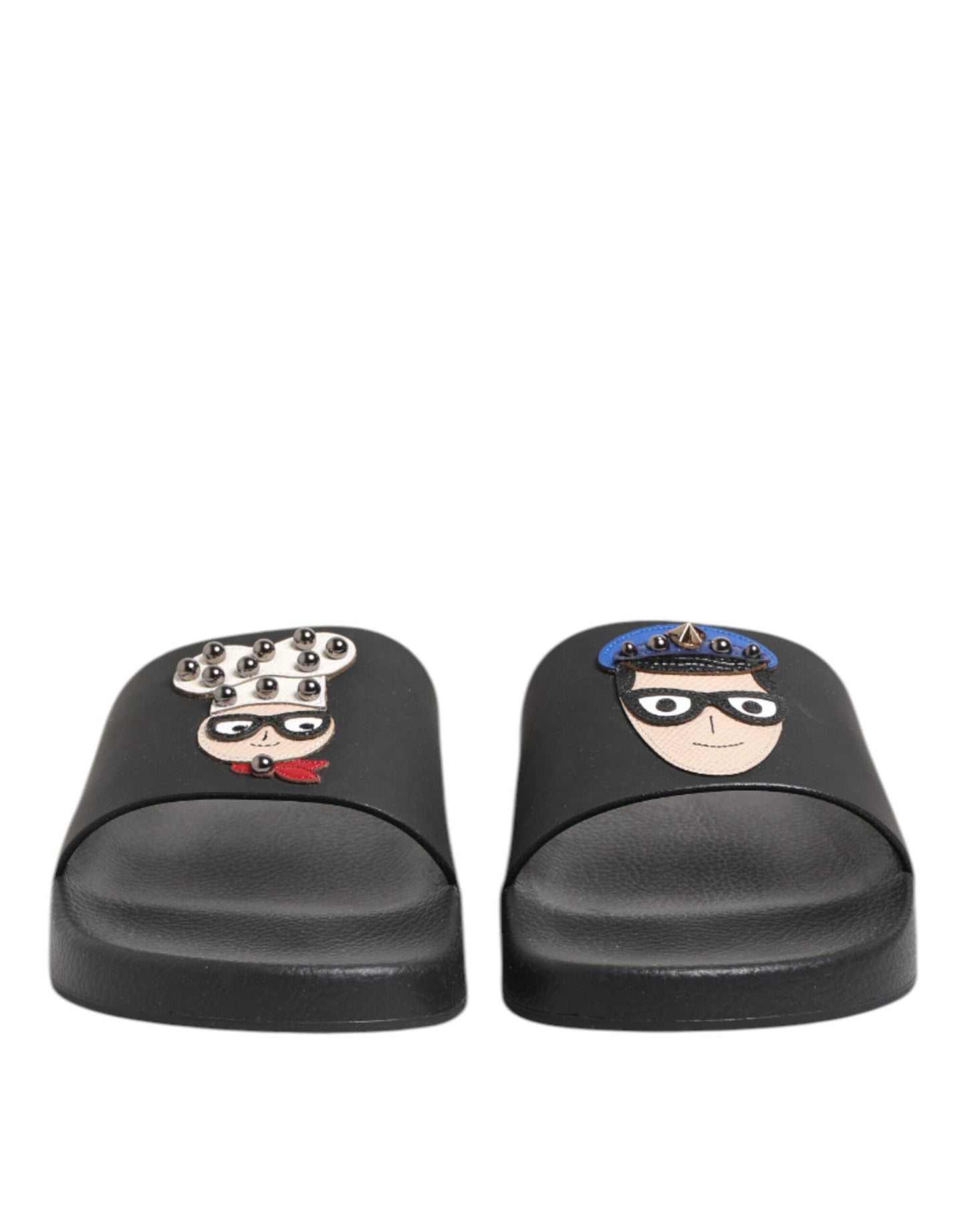 Sandalias de cuero negro, zapatos planos para la playa