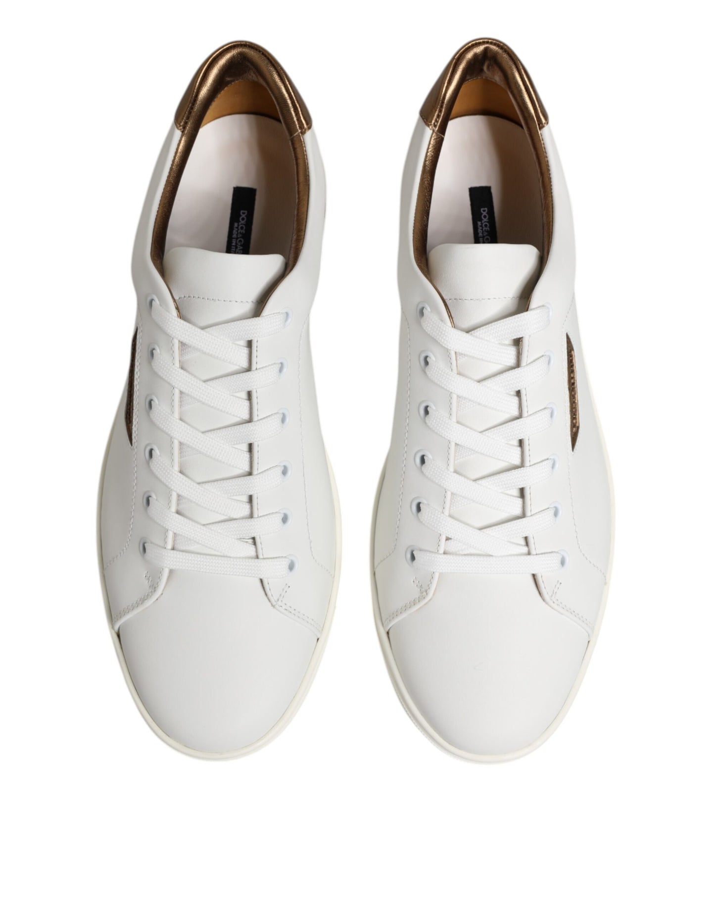 Baskets basses en cuir blanc et marron pour homme