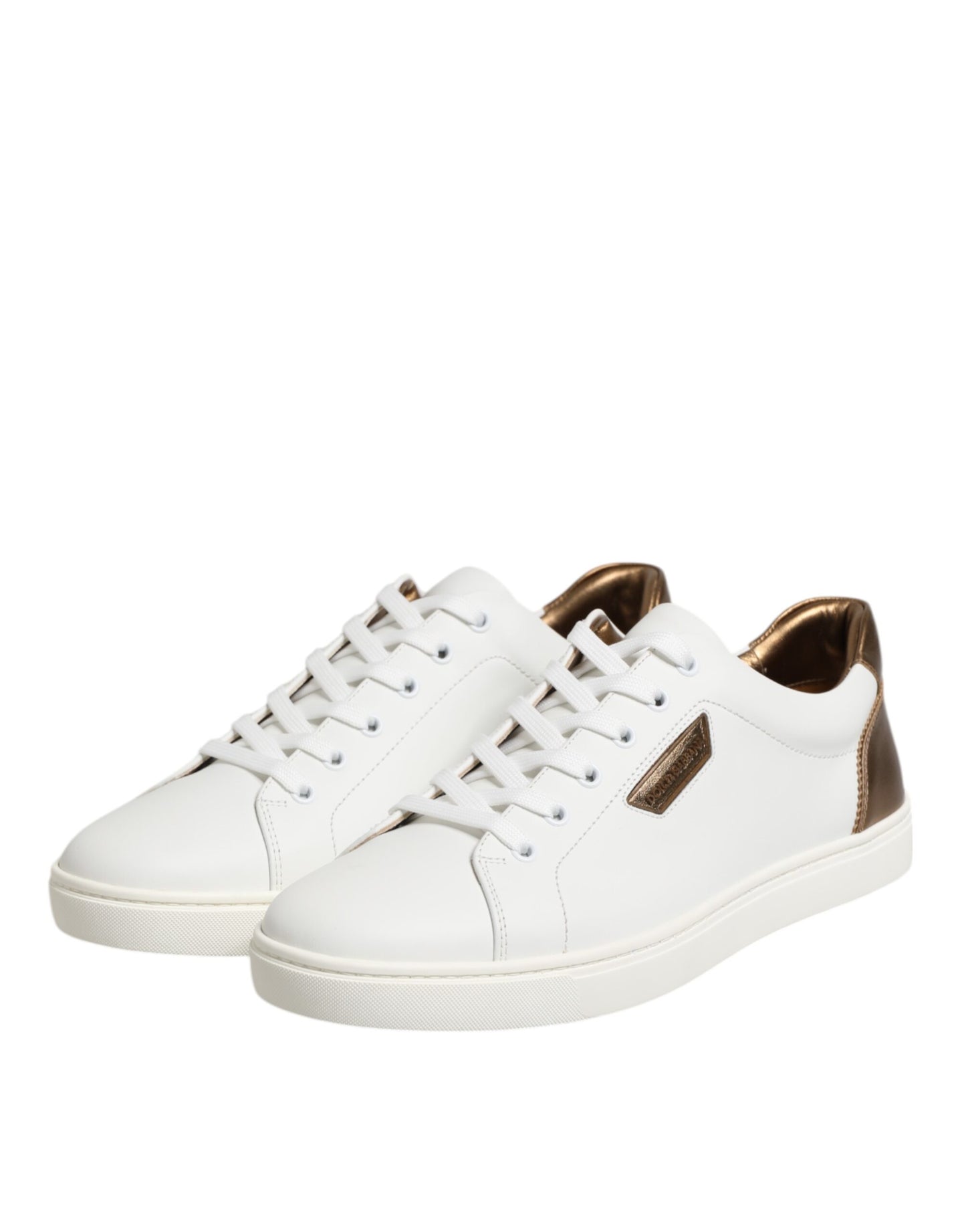 Baskets basses en cuir blanc et marron pour homme