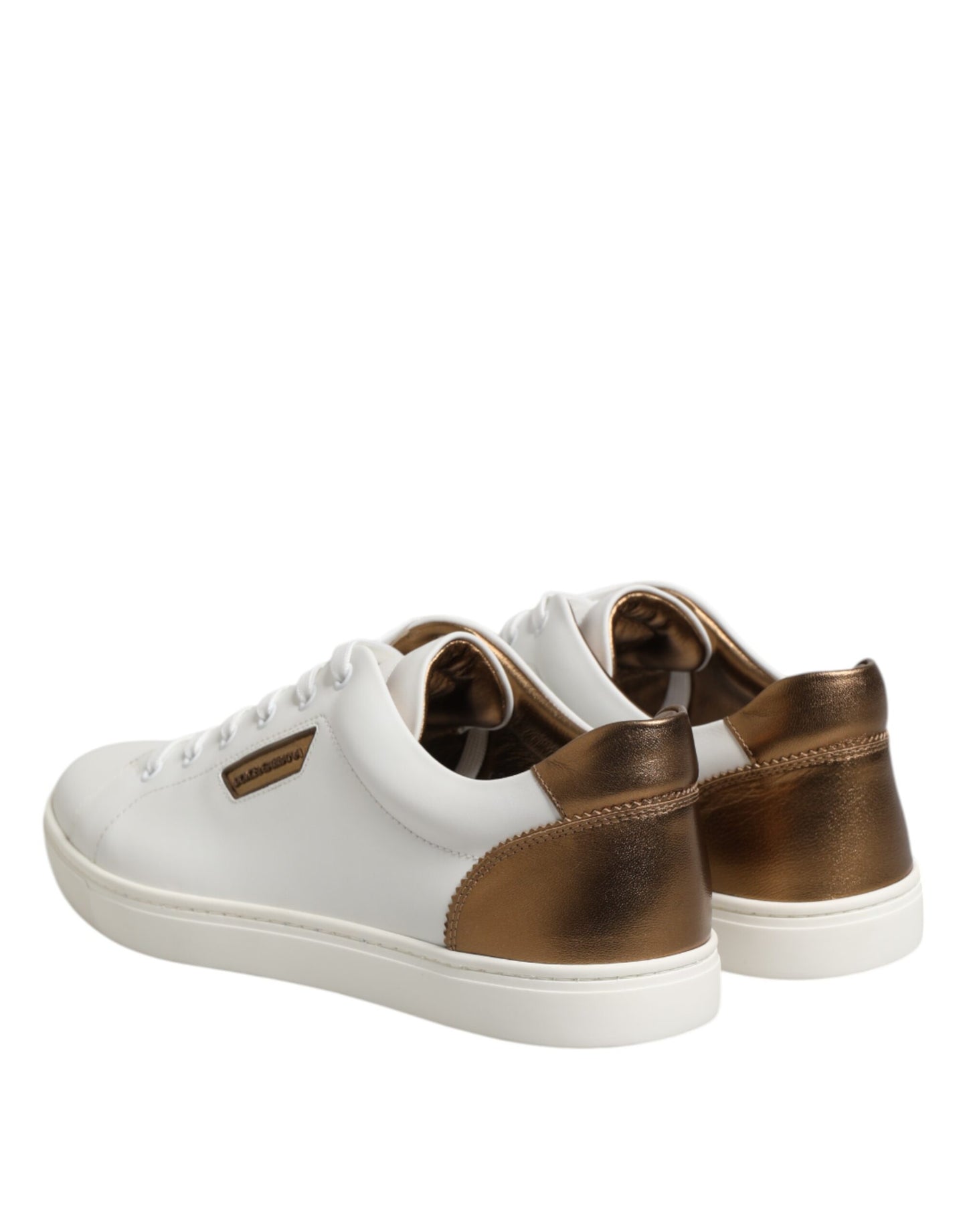 Baskets basses en cuir blanc et marron pour homme