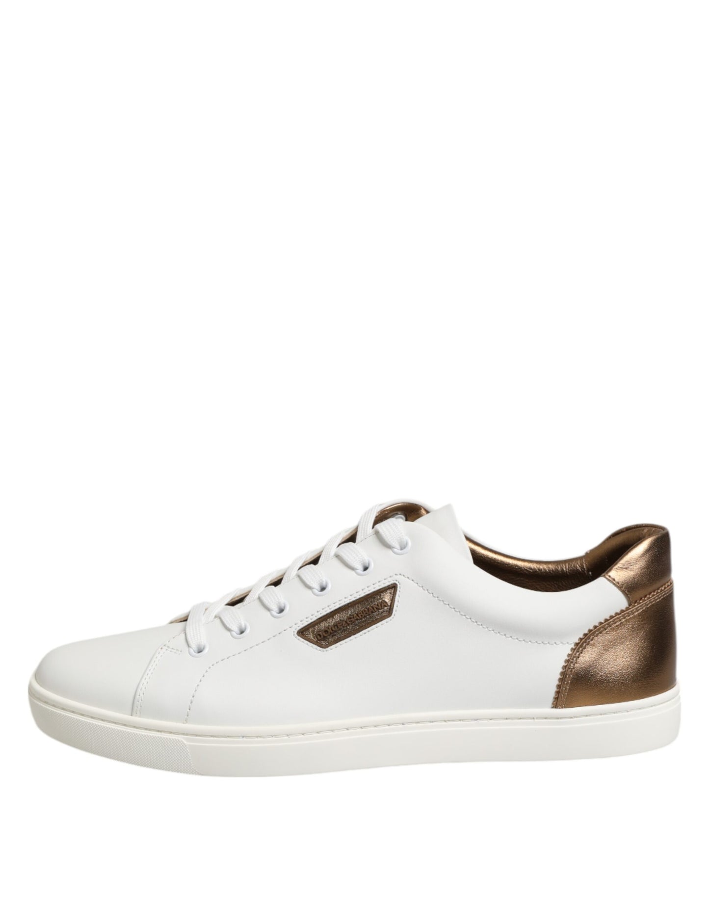 Baskets basses en cuir blanc et marron pour homme