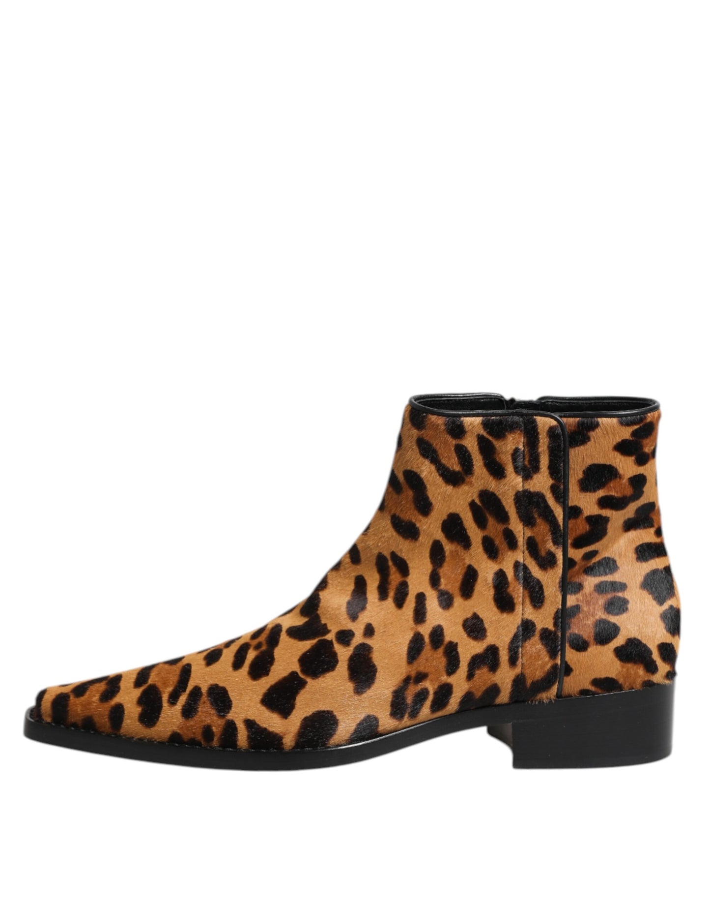 Botines de piel de becerro de leopardo marrón