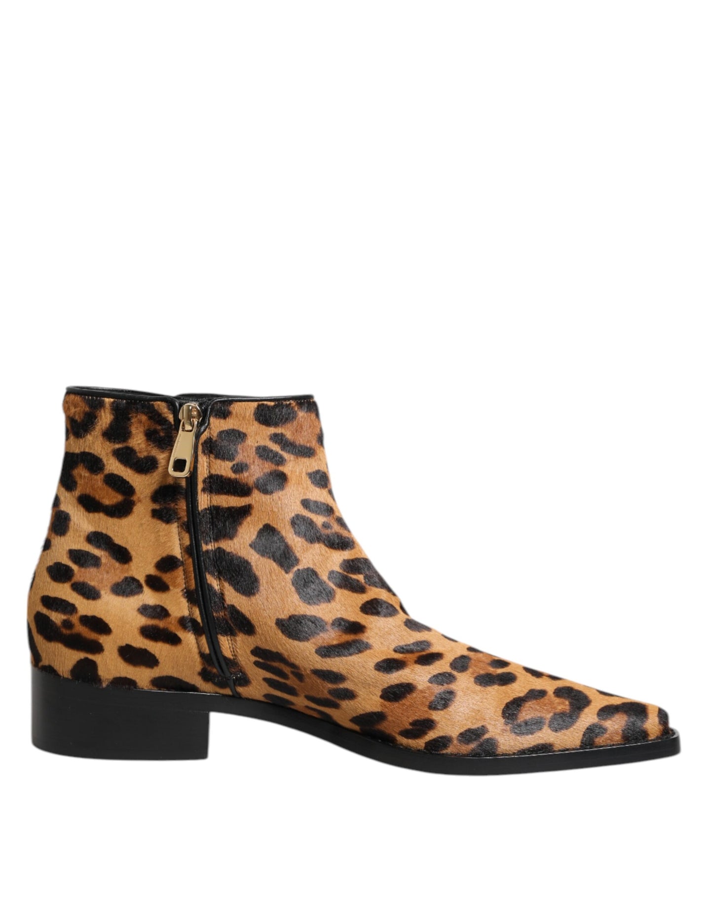 Botines de piel de becerro de leopardo marrón