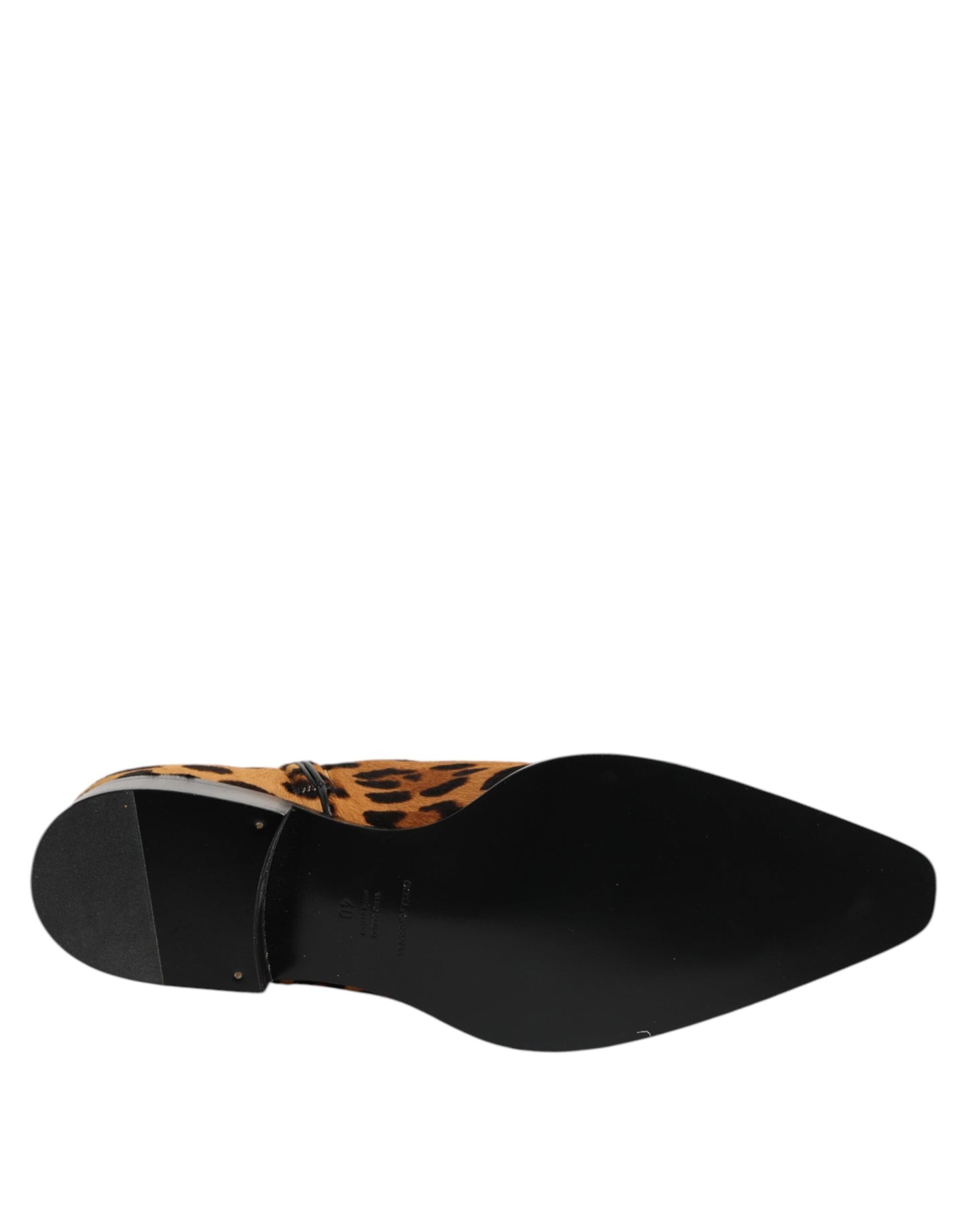 Botines de piel de becerro de leopardo marrón