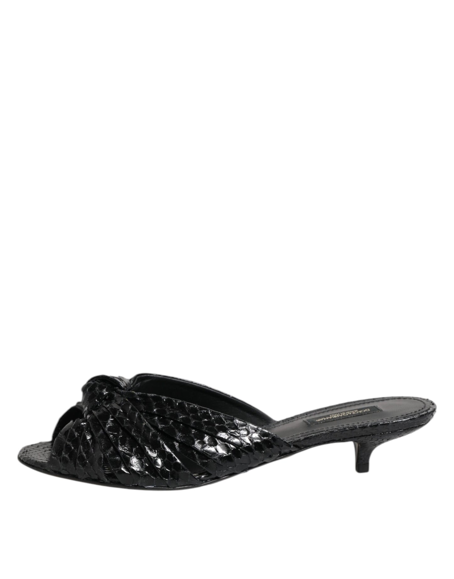 Sandalias de tacón de cuero negro con plataforma